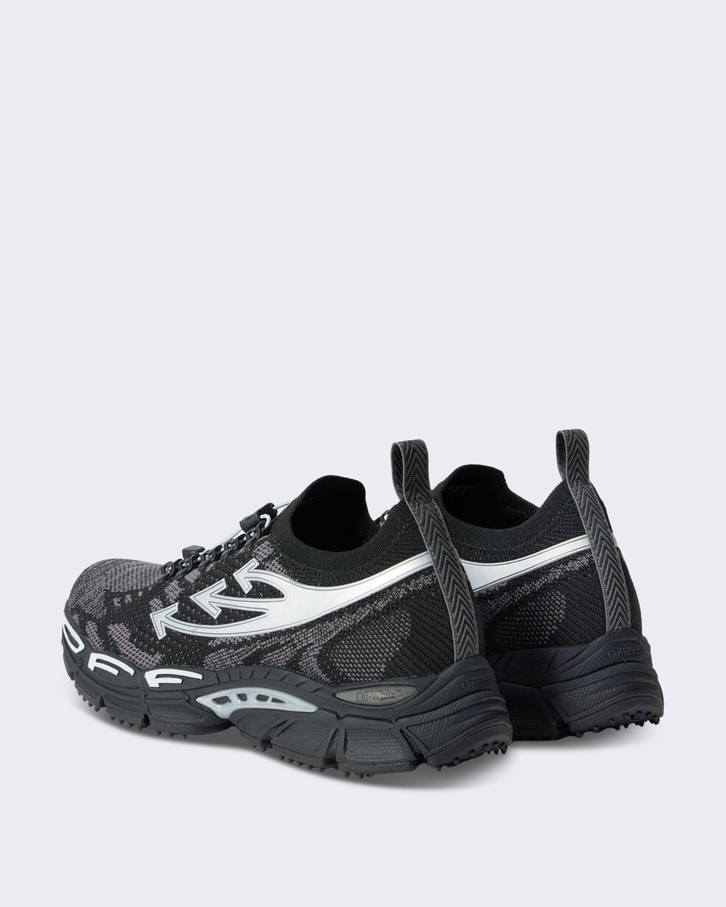 OFF WHITE Heren Gebreide sneaker in zwart en zilver - Eleganza.nl
