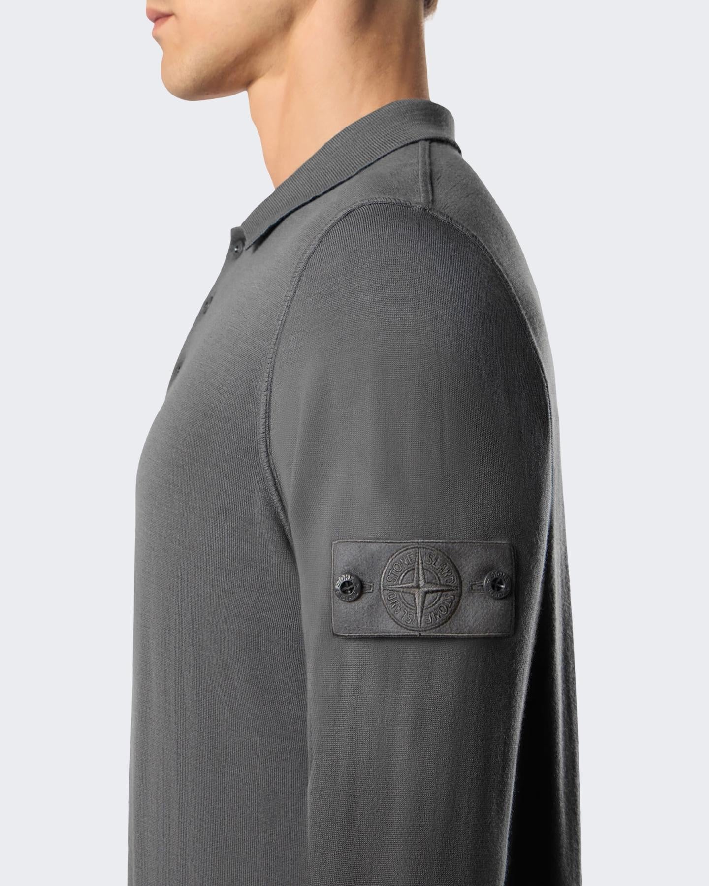 Heren Logo patch Poloshirt Grijs