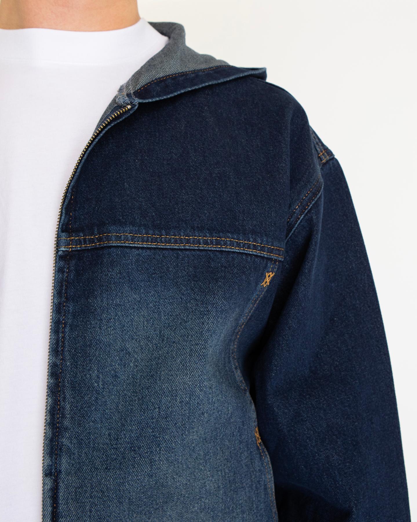 Heren Washed Denim Jacket Blauw