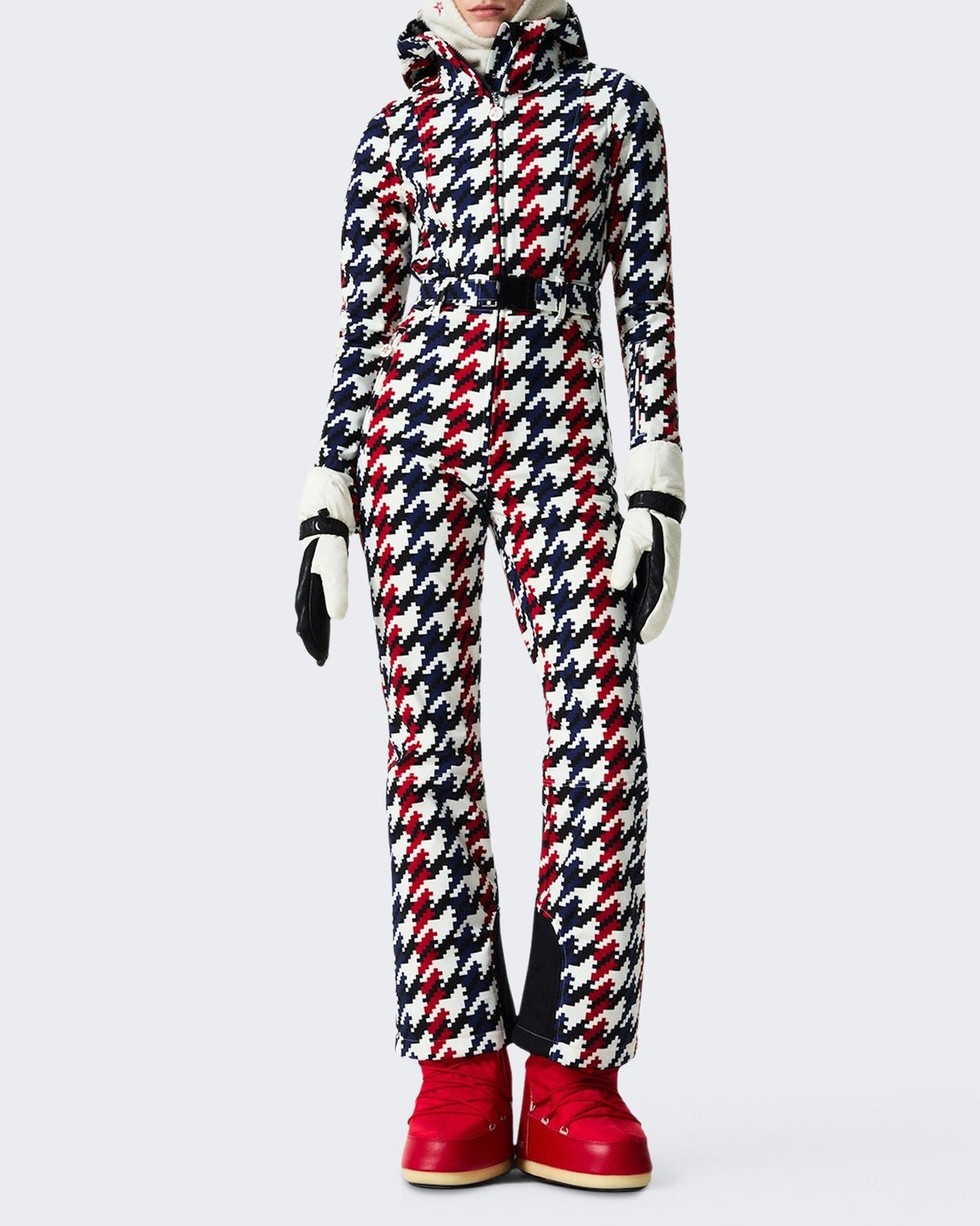 Perfect Moments Dames Ski-overall met pied-de-poule patroon Zwart - Eleganza.nl