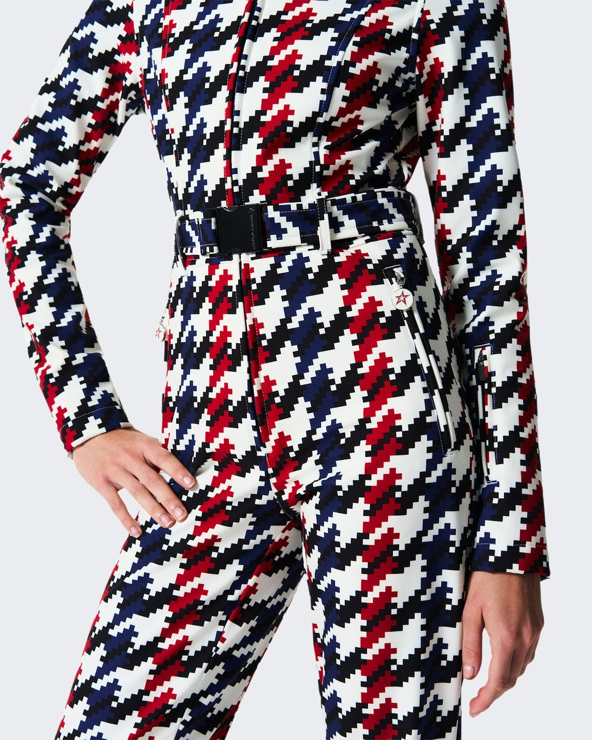 Perfect Moments Dames Ski-overall met pied-de-poule patroon Zwart - Eleganza.nl
