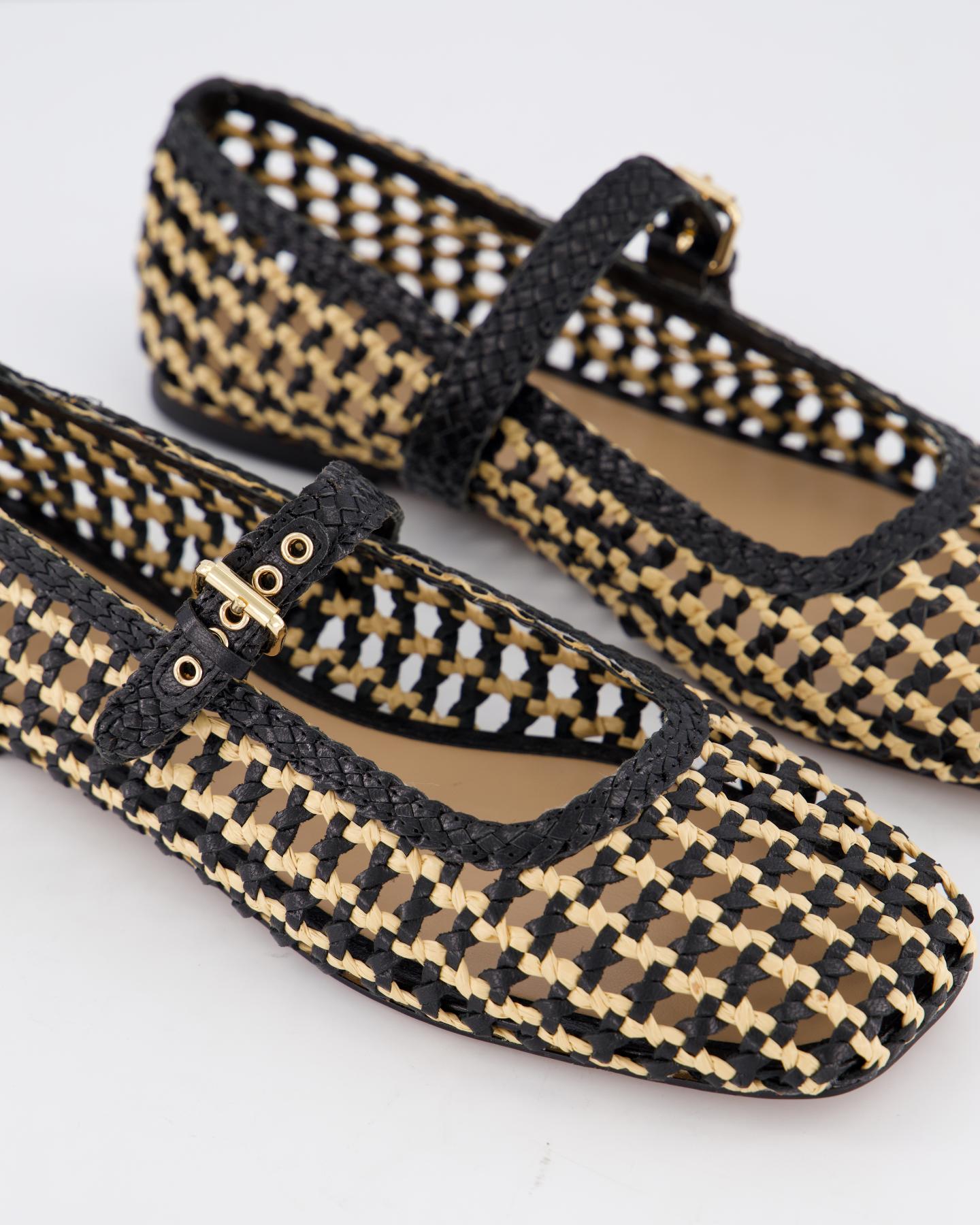 Dames Bicolor Woven Ballerina Zwart