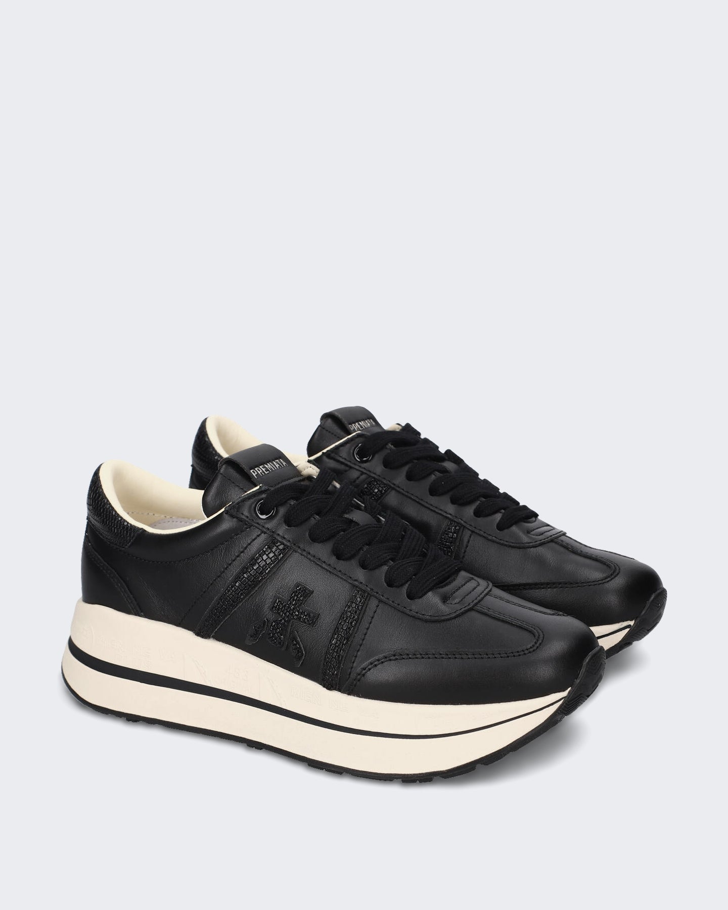 Premiata Dames Leren sneaker met vetersluiting Zwart - Eleganza.nl