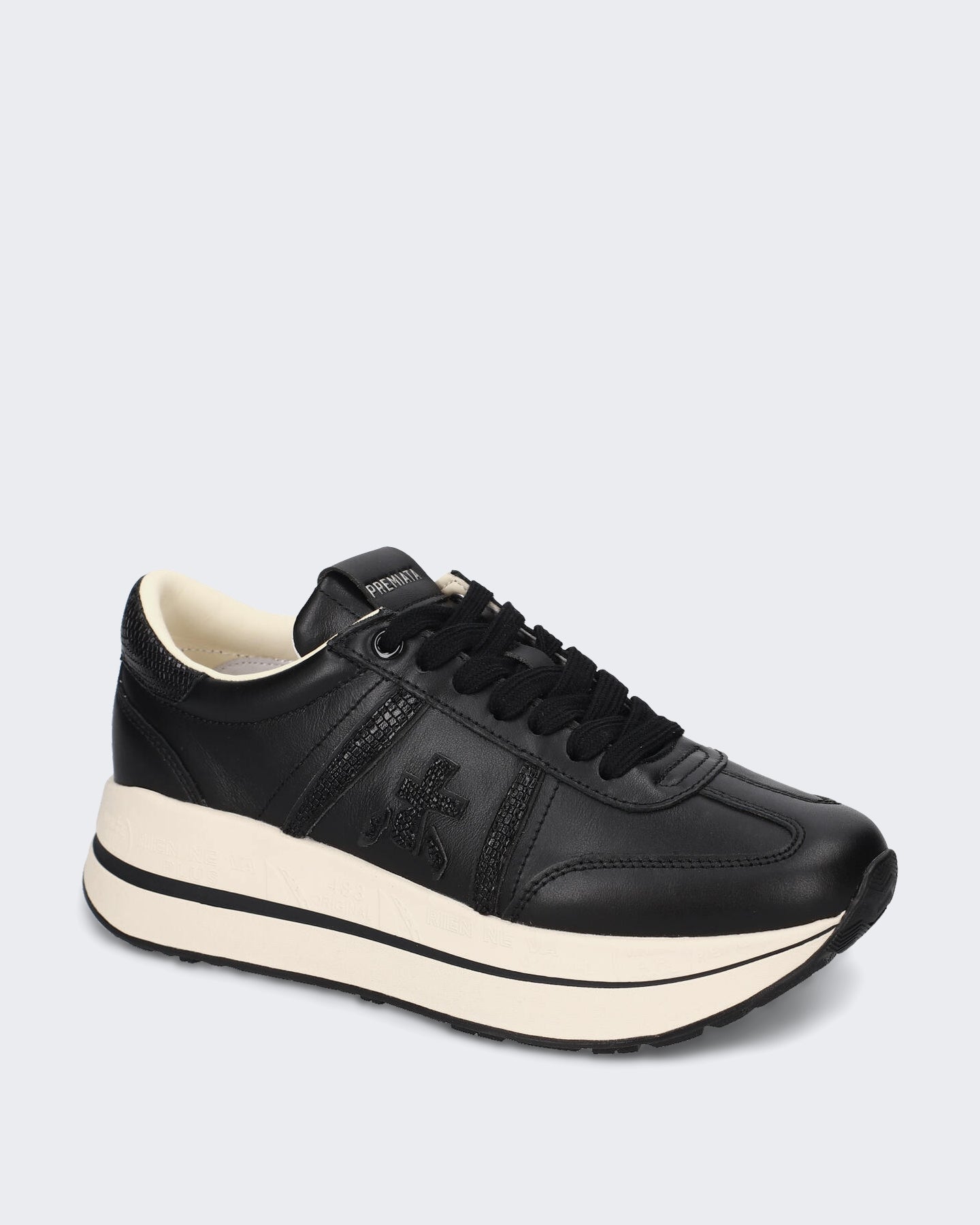 Premiata Dames Leren sneaker met vetersluiting Zwart - Eleganza.nl