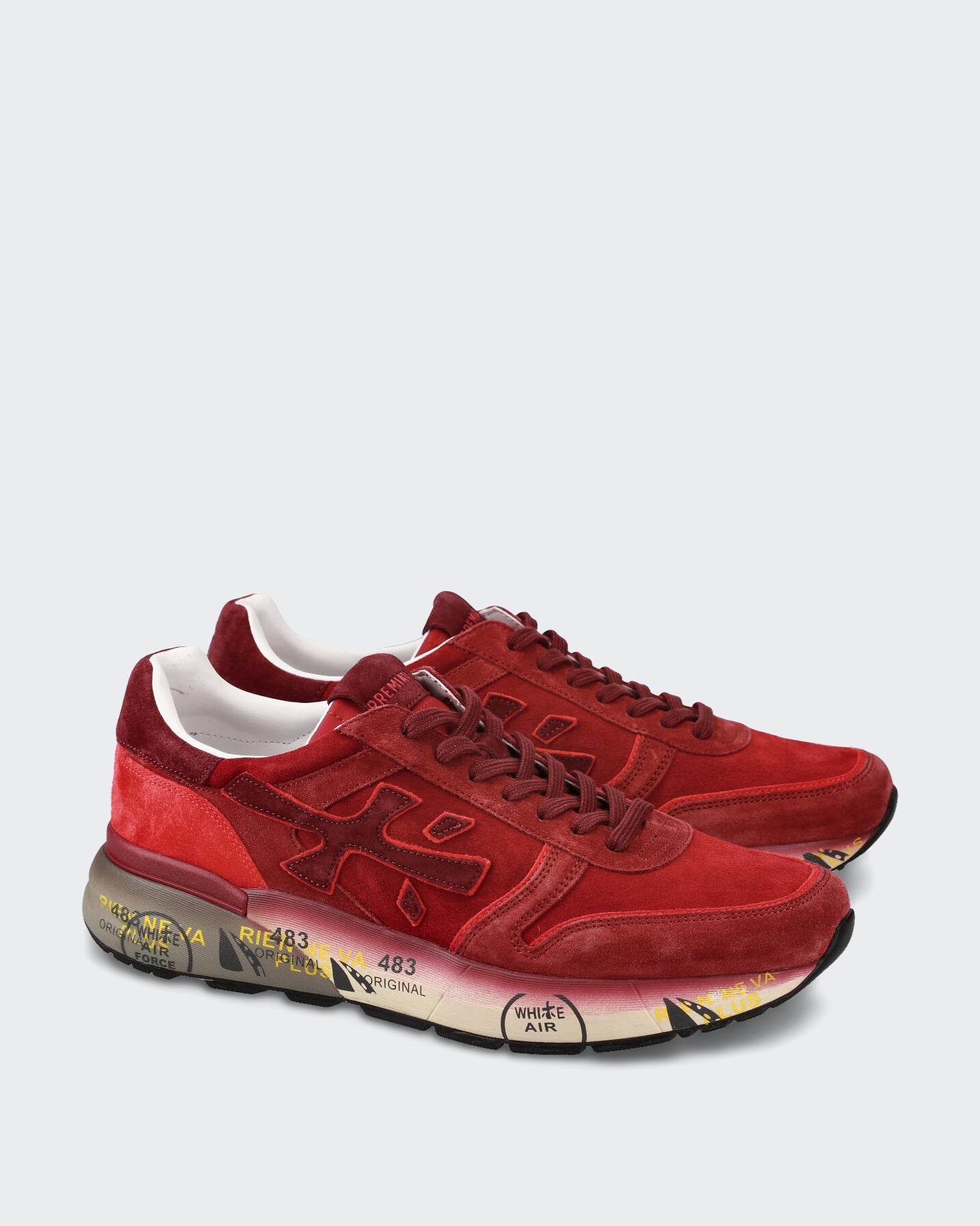 Premiata Heren Leren sneaker met vetersluiting Rood - Eleganza.nl