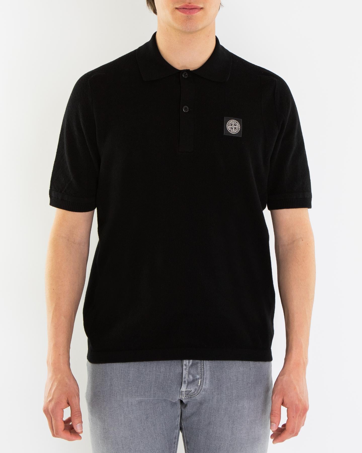 Heren Compass Patch Polo Zwart