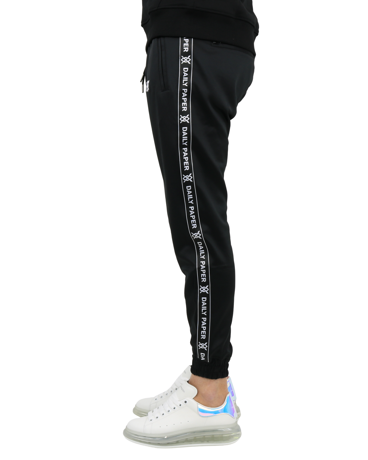 Heren Tape Logo Trackpants Zwart