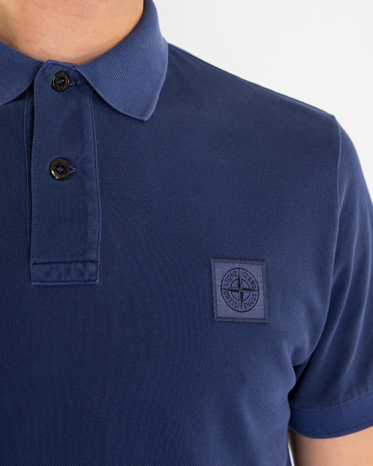 Heren Pique Compass Polo Blauw