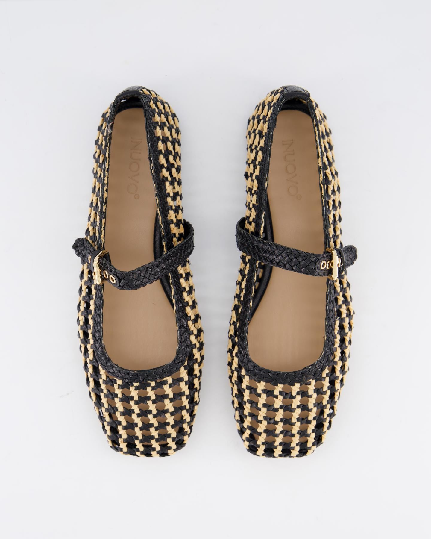 Dames Bicolor Woven Ballerina Zwart