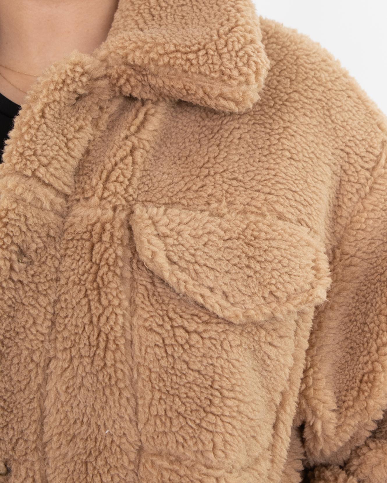 Dames Sherpa Trucker Jacket Camel