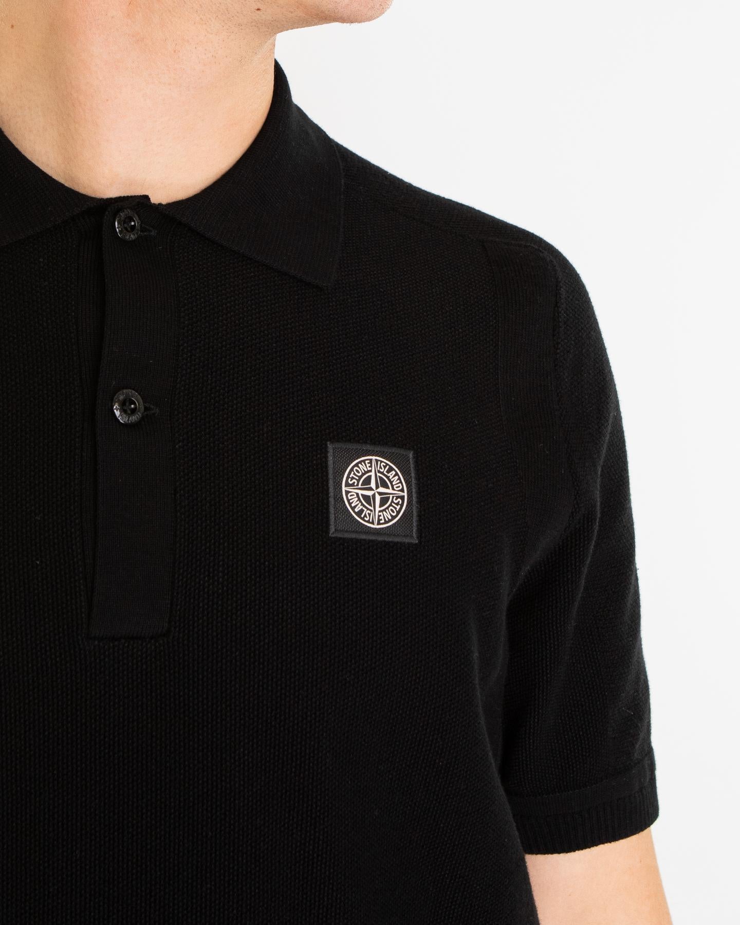 Heren Compass Patch Polo Zwart