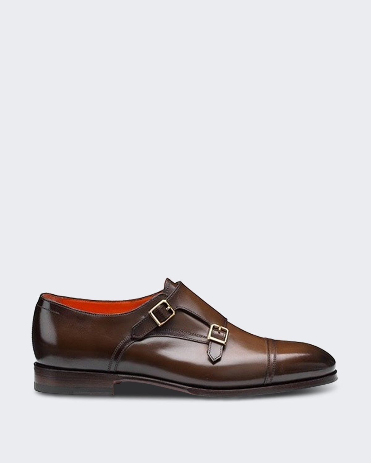 Santoni Heren Klassieke dubbele gespschoen bruin leer - Eleganza.nl