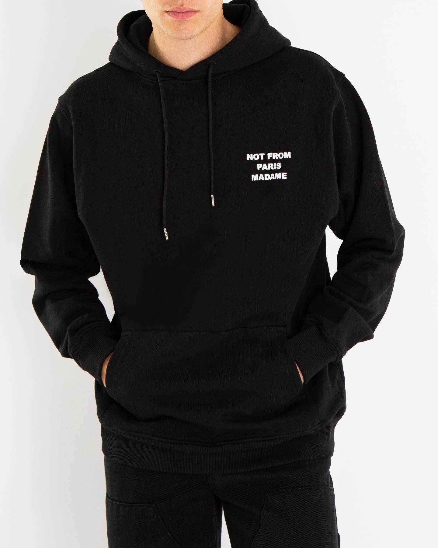 Heren Slogan Hoodie Zwart