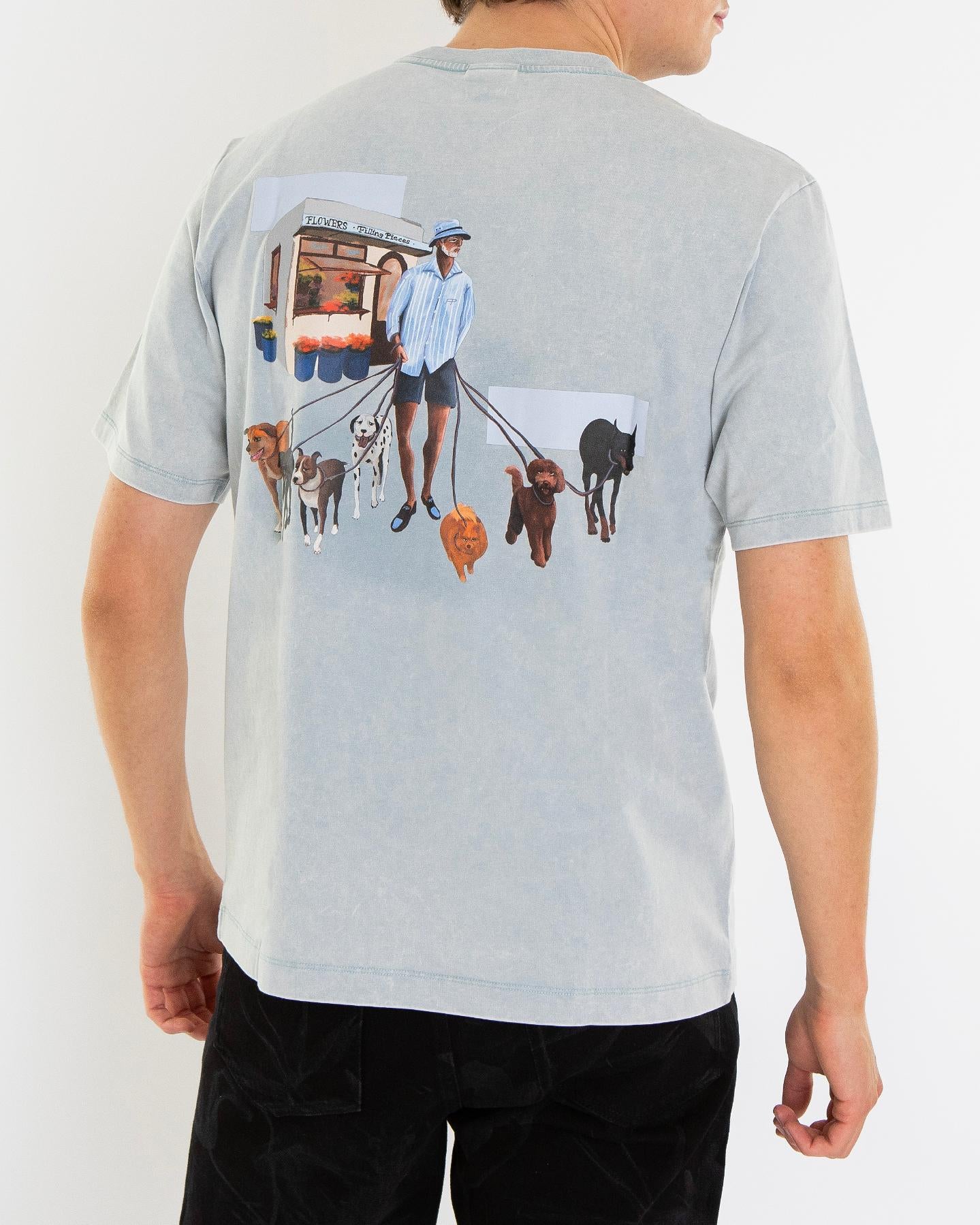 Heren Dog Walker T-Shirt Blauw