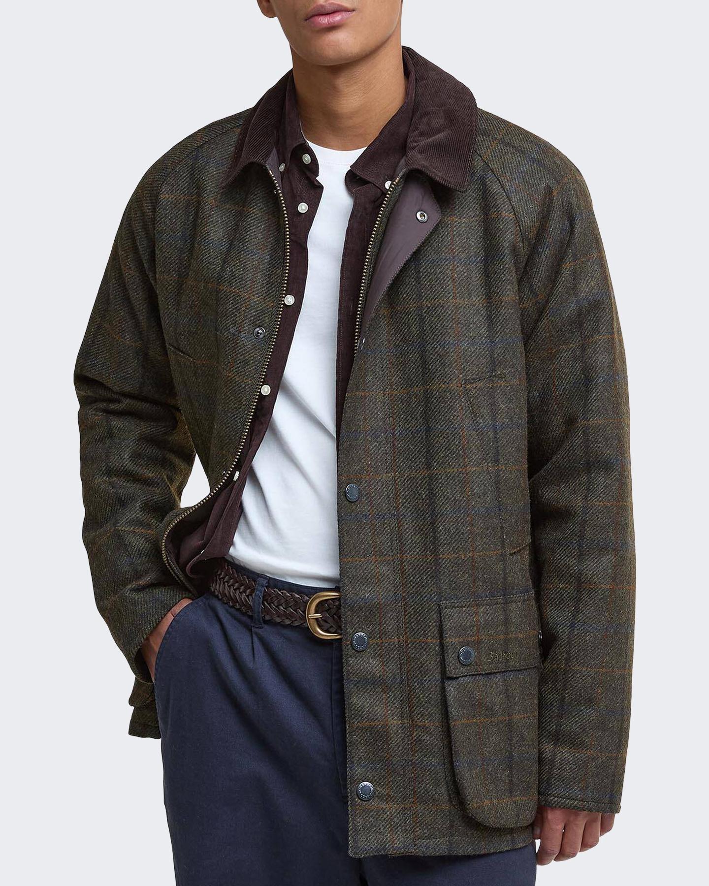 Heren Bedale Check Woll Jacket Bruin