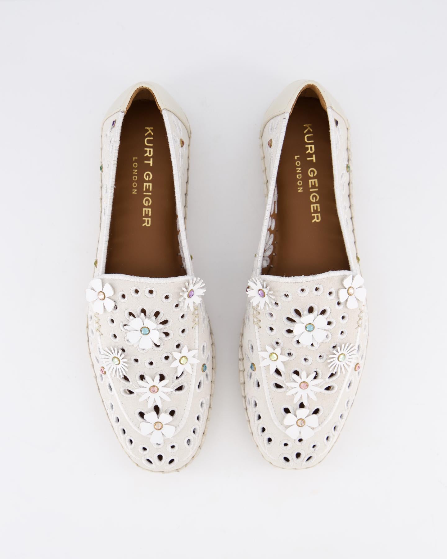 Dames Flower Espadrille Loafer Beige