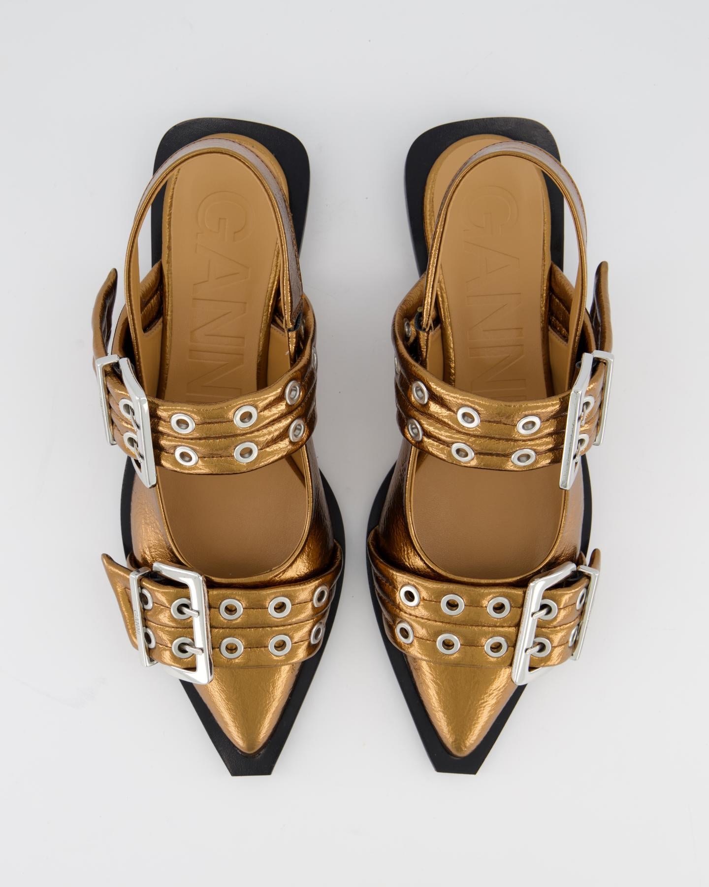 Dames Chunky Buckle Ballerina Brons