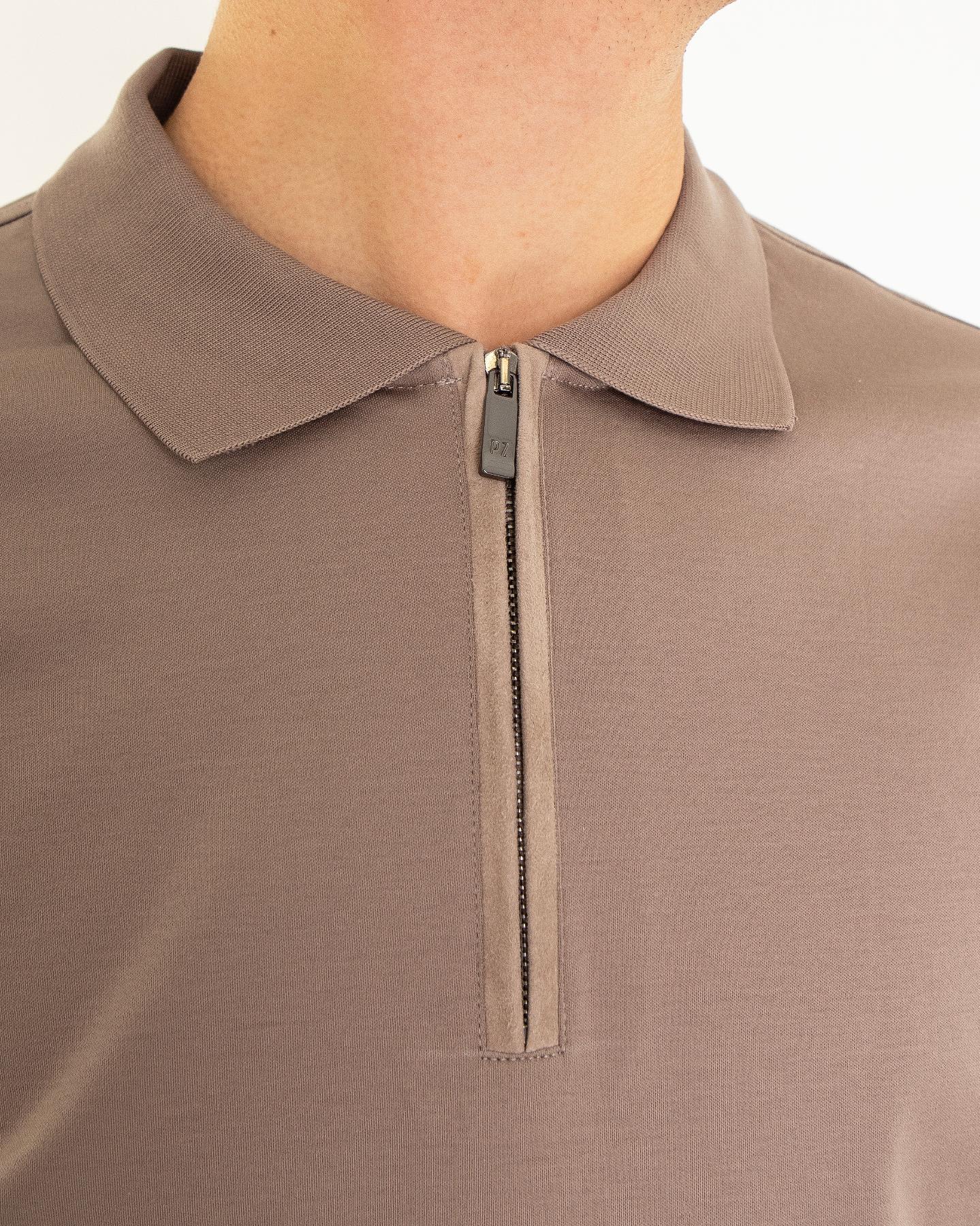 Heren Half Zip Polo Bruin