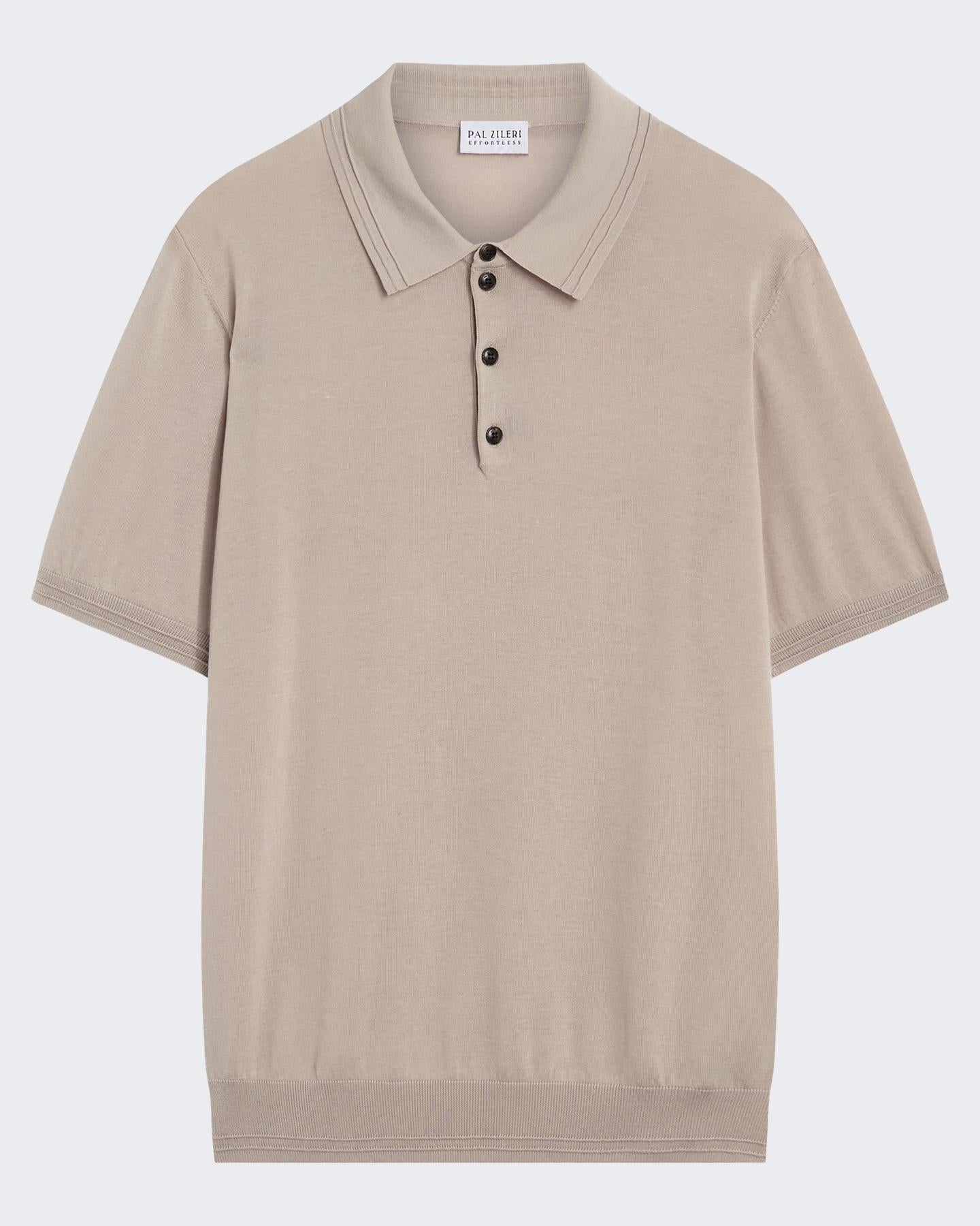 Heren Knitted Polo Beige