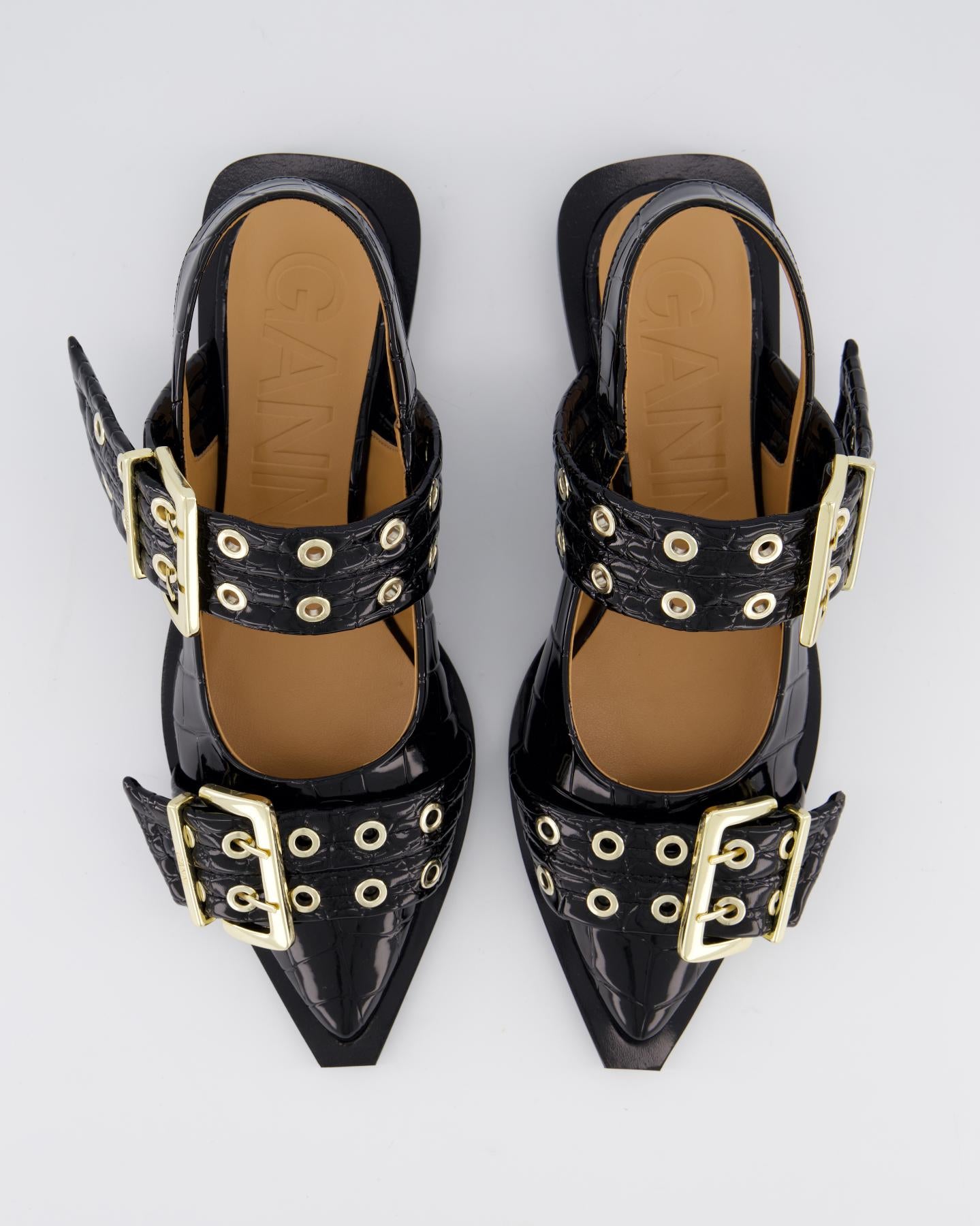 Dames Chunky Buckle Ballerina Croco