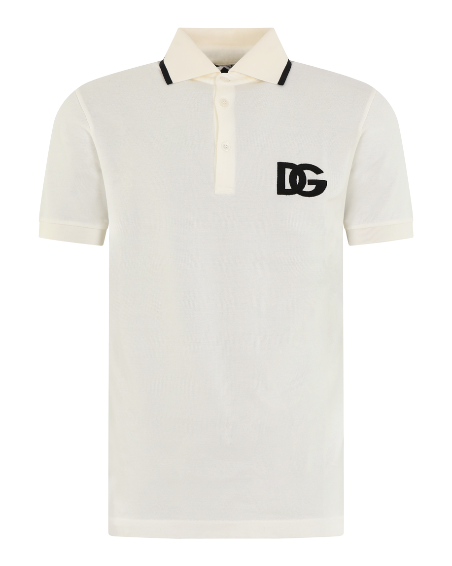 Heren D&G Logo Poloshirt Wit/Zwart