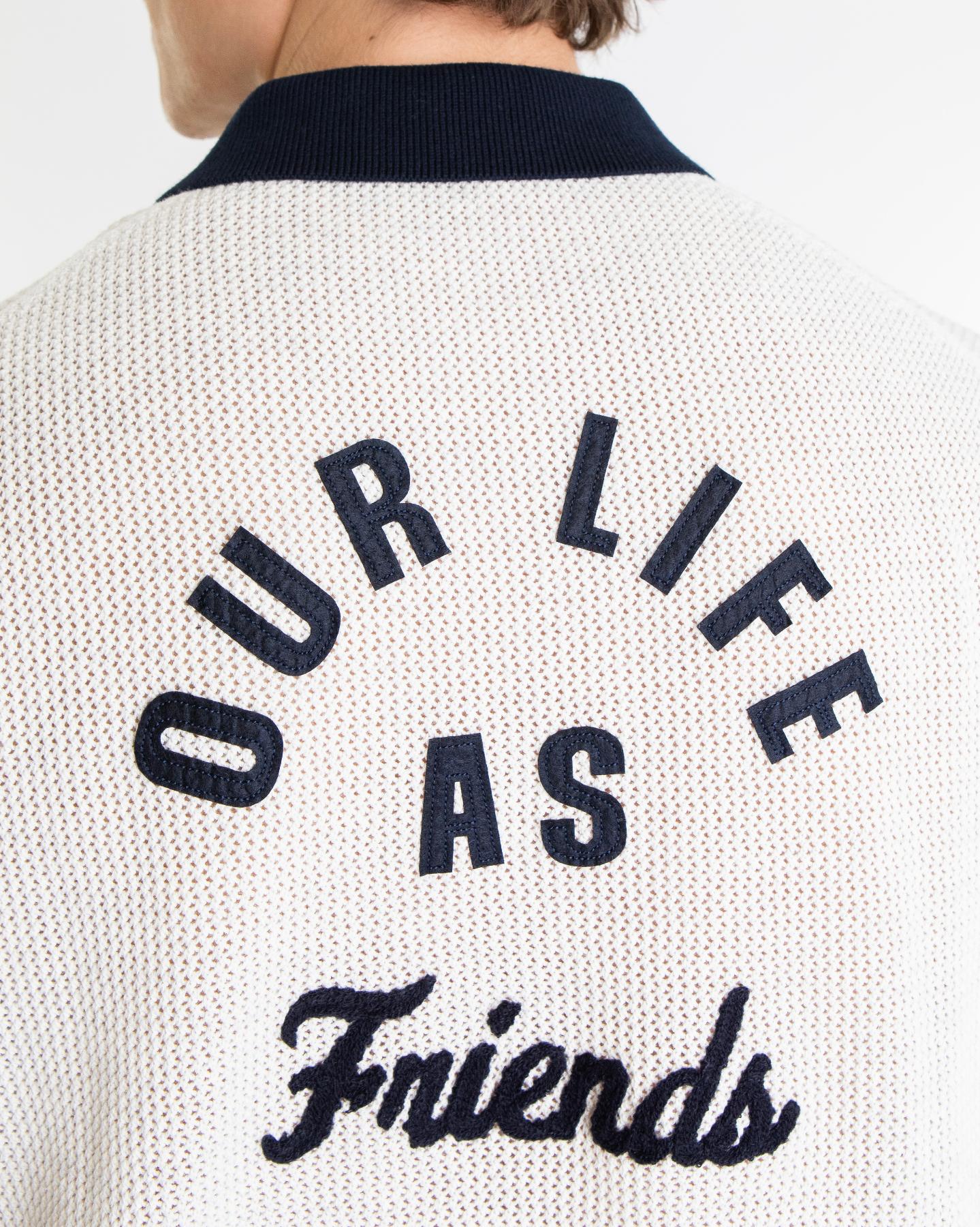 Heren Varsity Polo Knit Wit