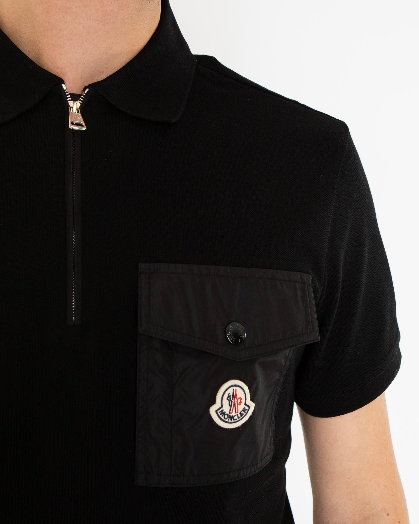 Heren Piquet Polo with Pocket Zwart