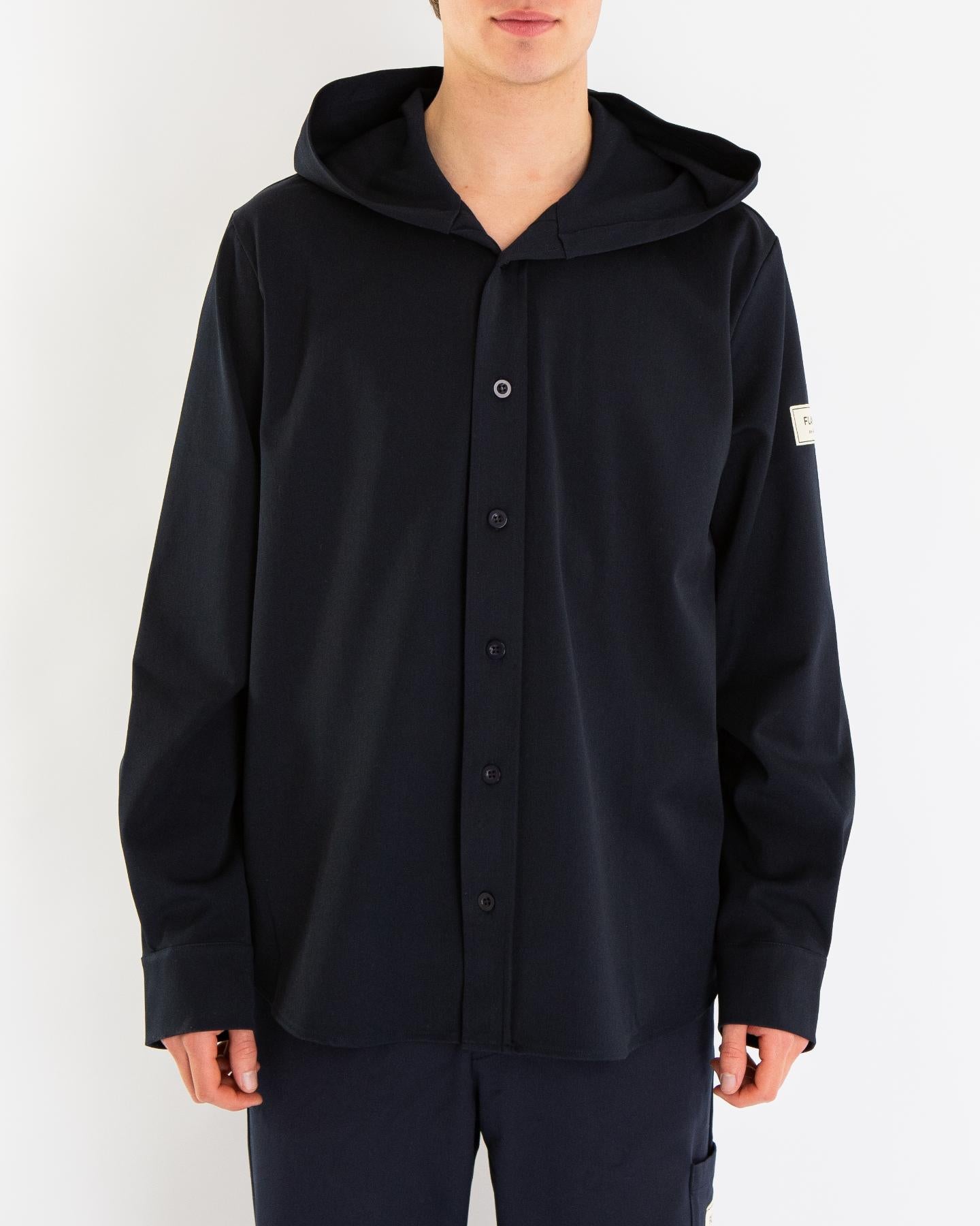 Heren Atelier Hooded Shirt Blauw