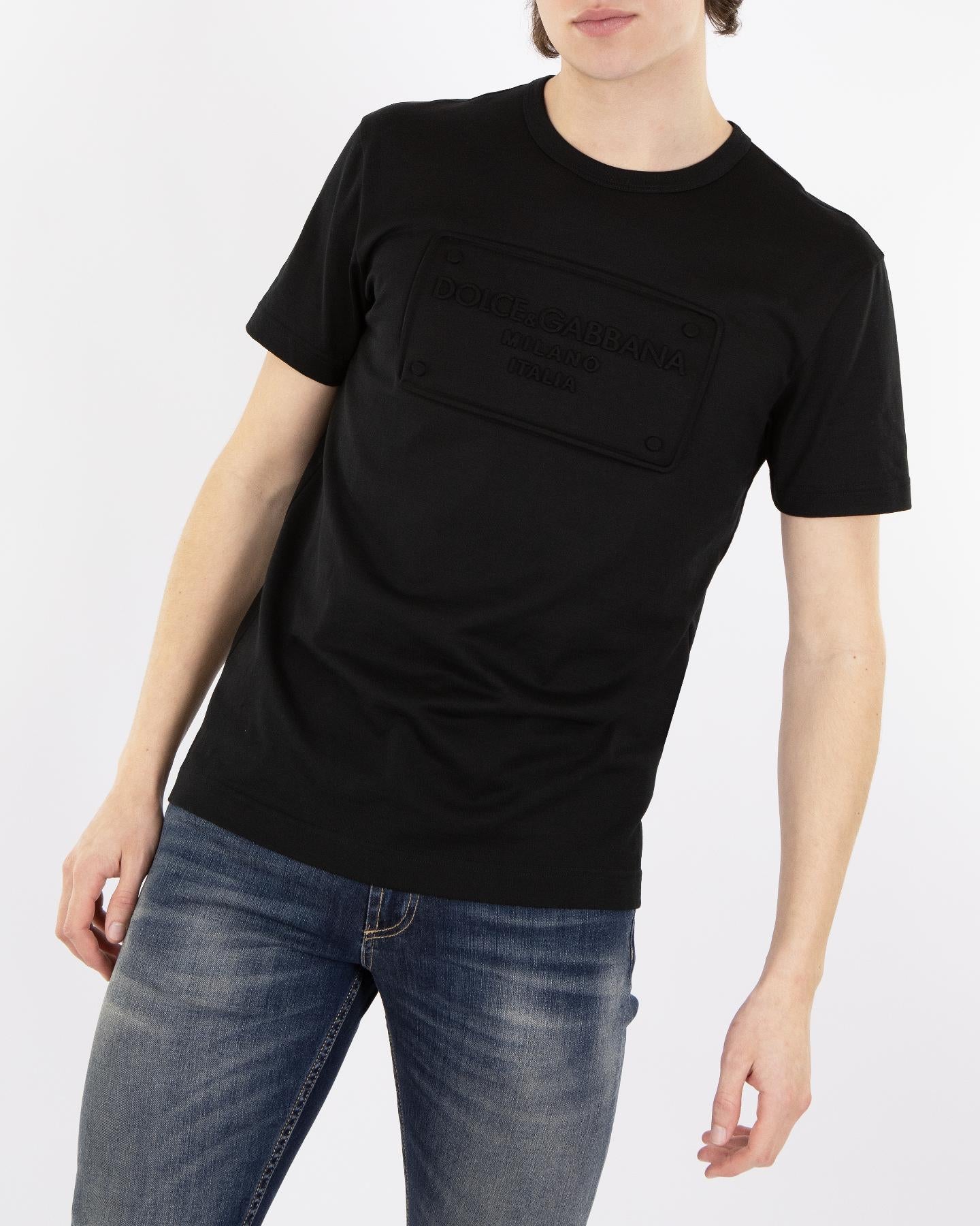 Heren Embossed Logo T-Shirt Zwart