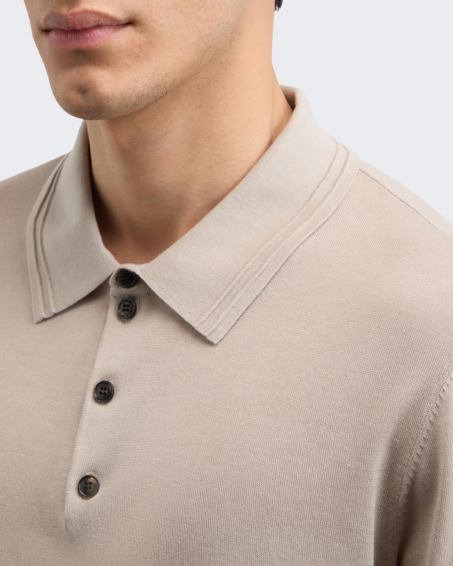 Heren Knitted Polo Beige