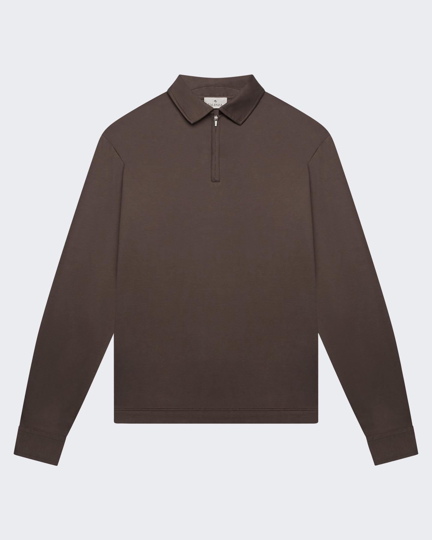 VALENZA Heren Supima Polo Zip Collar L/S - Eleganza.nl