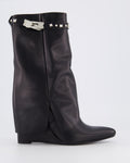 Damen-Keilstiefel aus Leder mit Nieten — huidige kleur