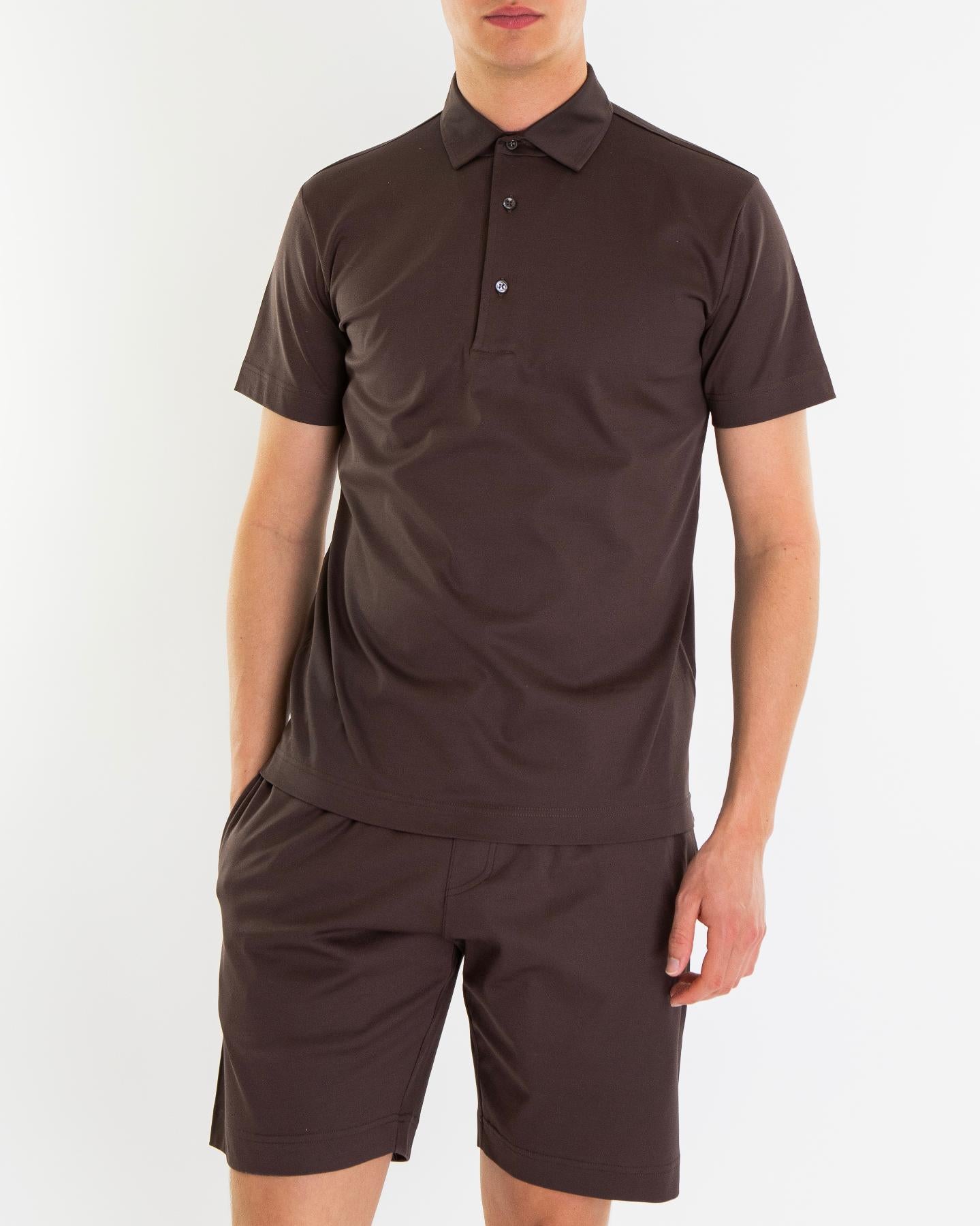 Heren Supima Polo Schiller Bruin