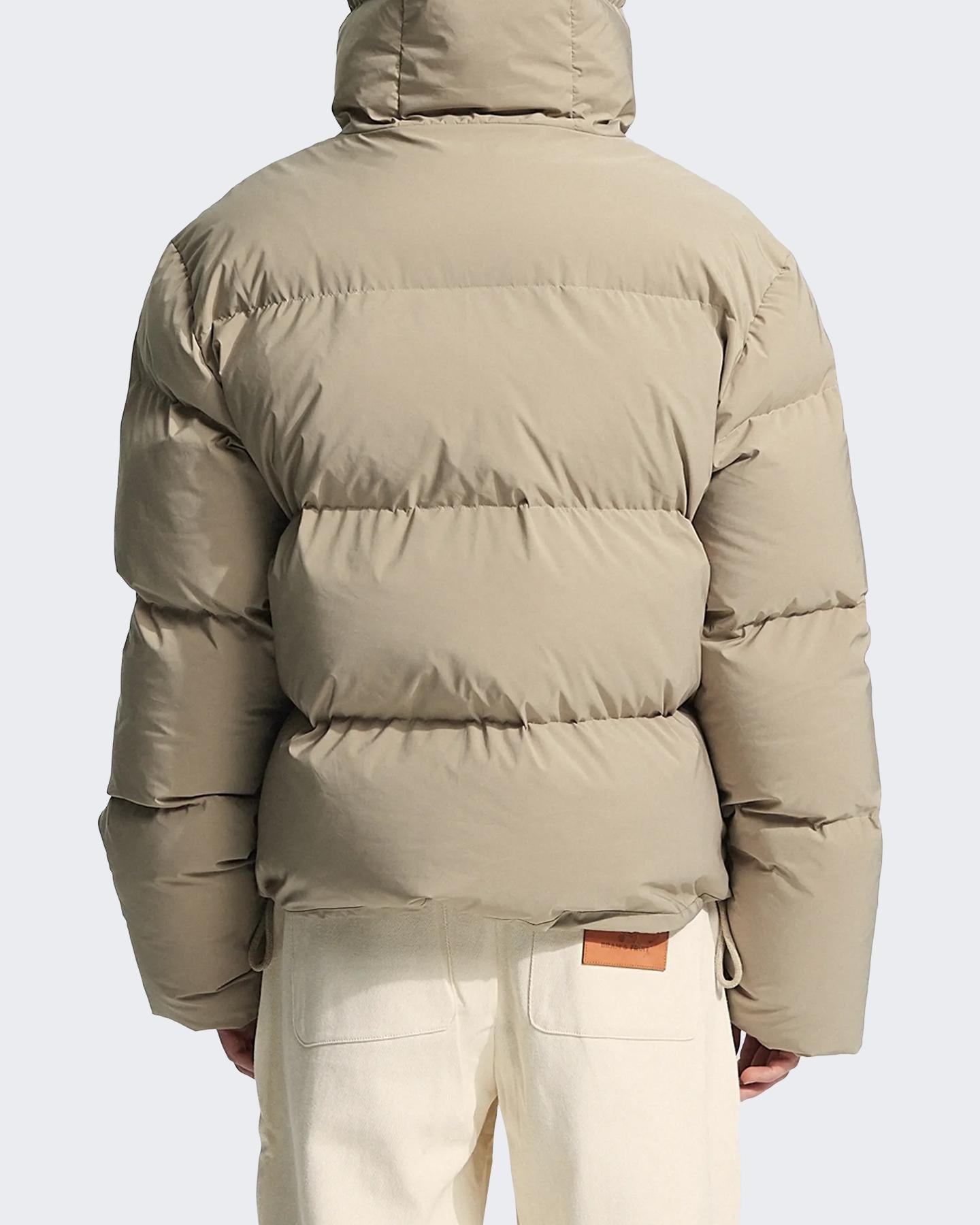 Heren Hooded Puffer Jacket Beige