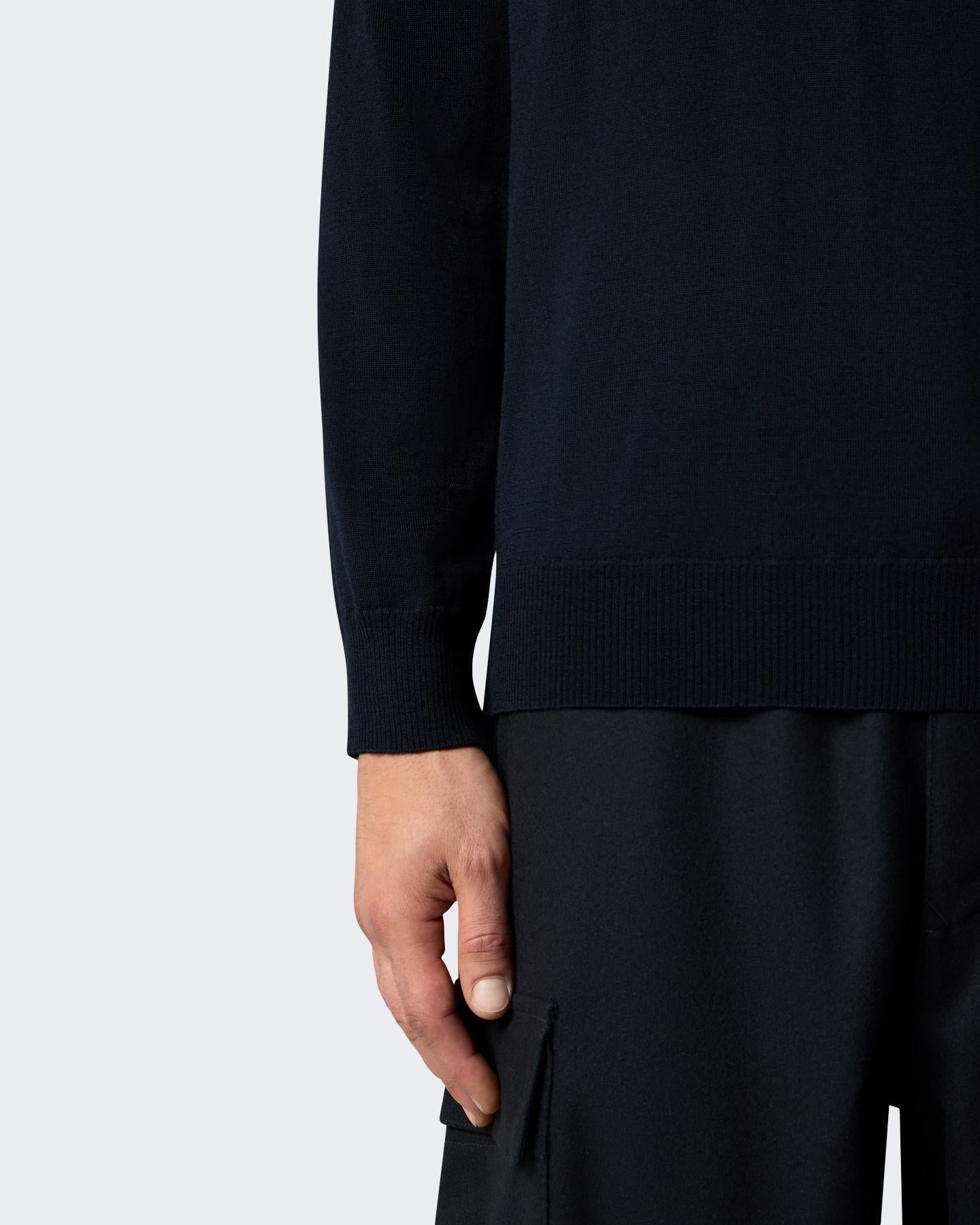 Heren Logo Patch Sweater Wool Blauw