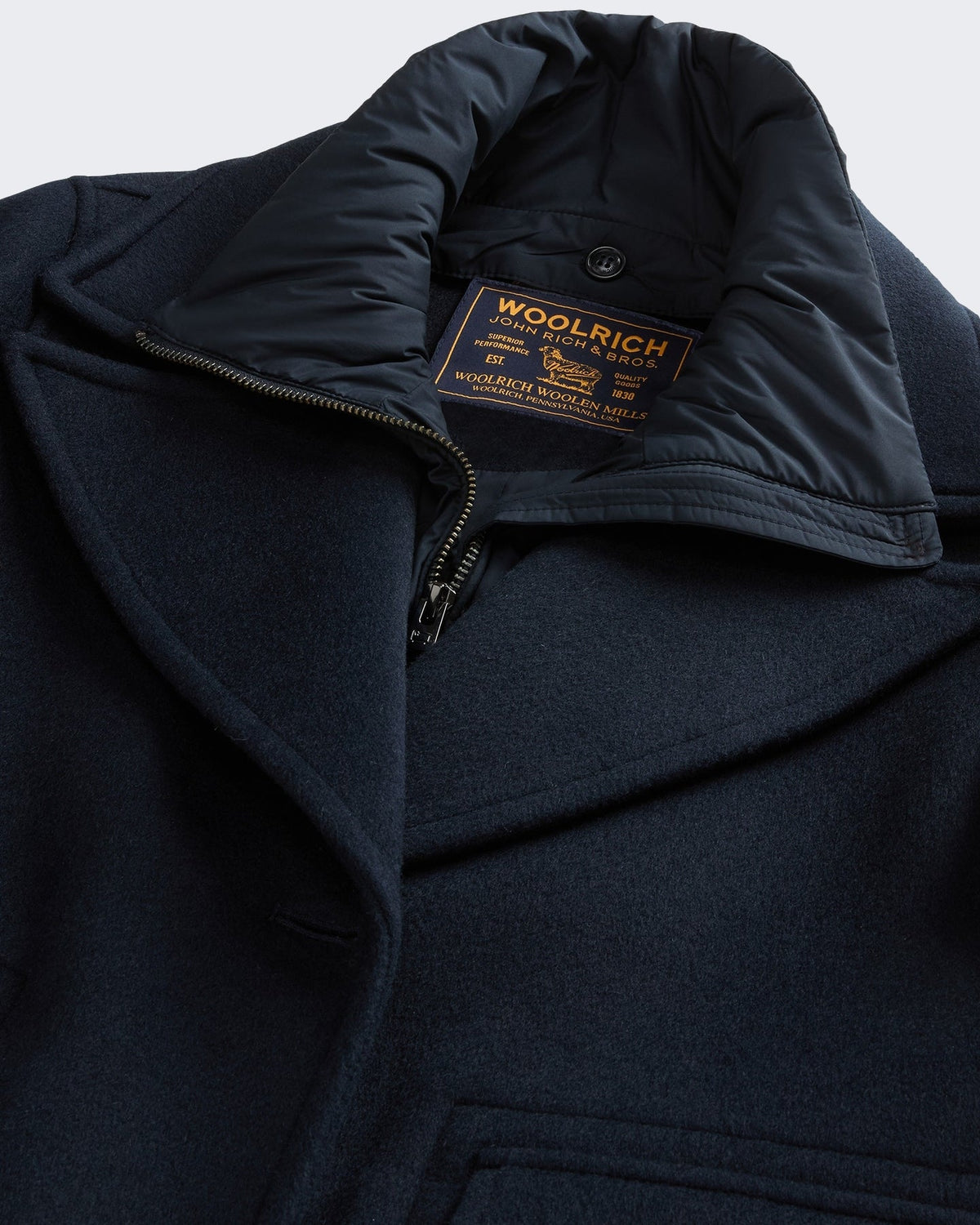 Woolrich Dames Melton wollen 2-in-1 peacoat Blauw - Eleganza.nl
