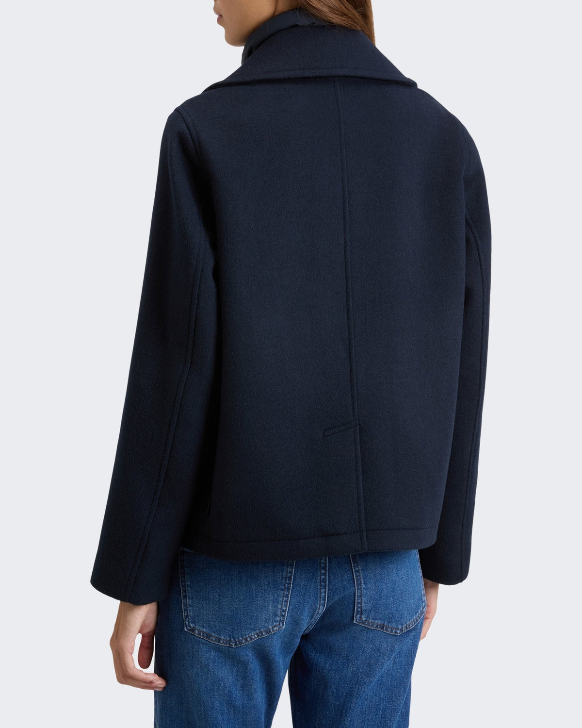 Woolrich Dames Melton wollen 2-in-1 peacoat Blauw - Eleganza.nl