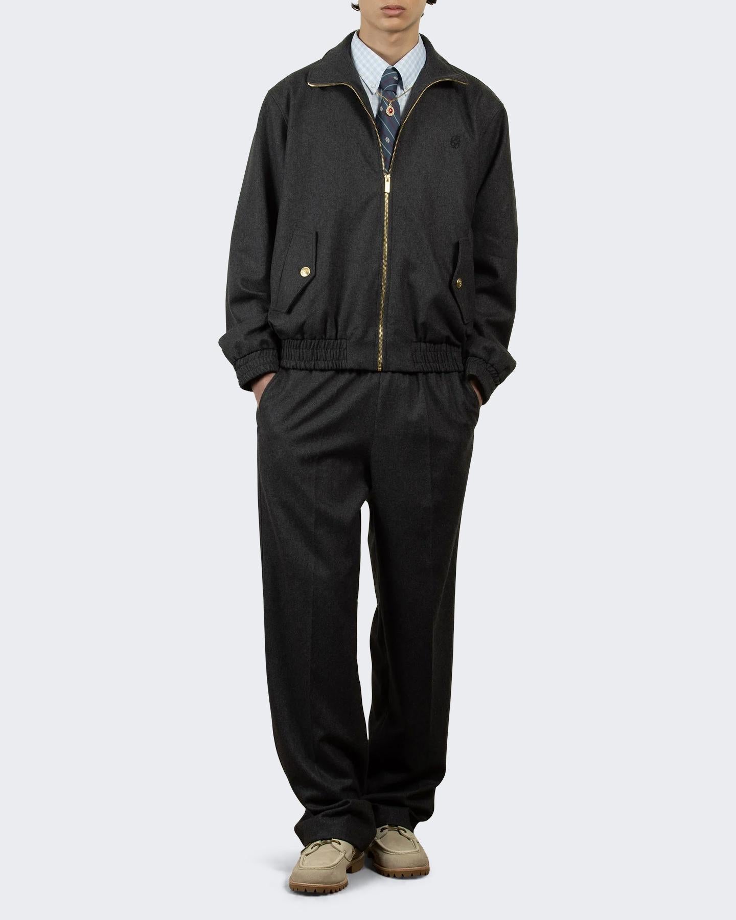 Heren Flanelle Trackjacket Grijs