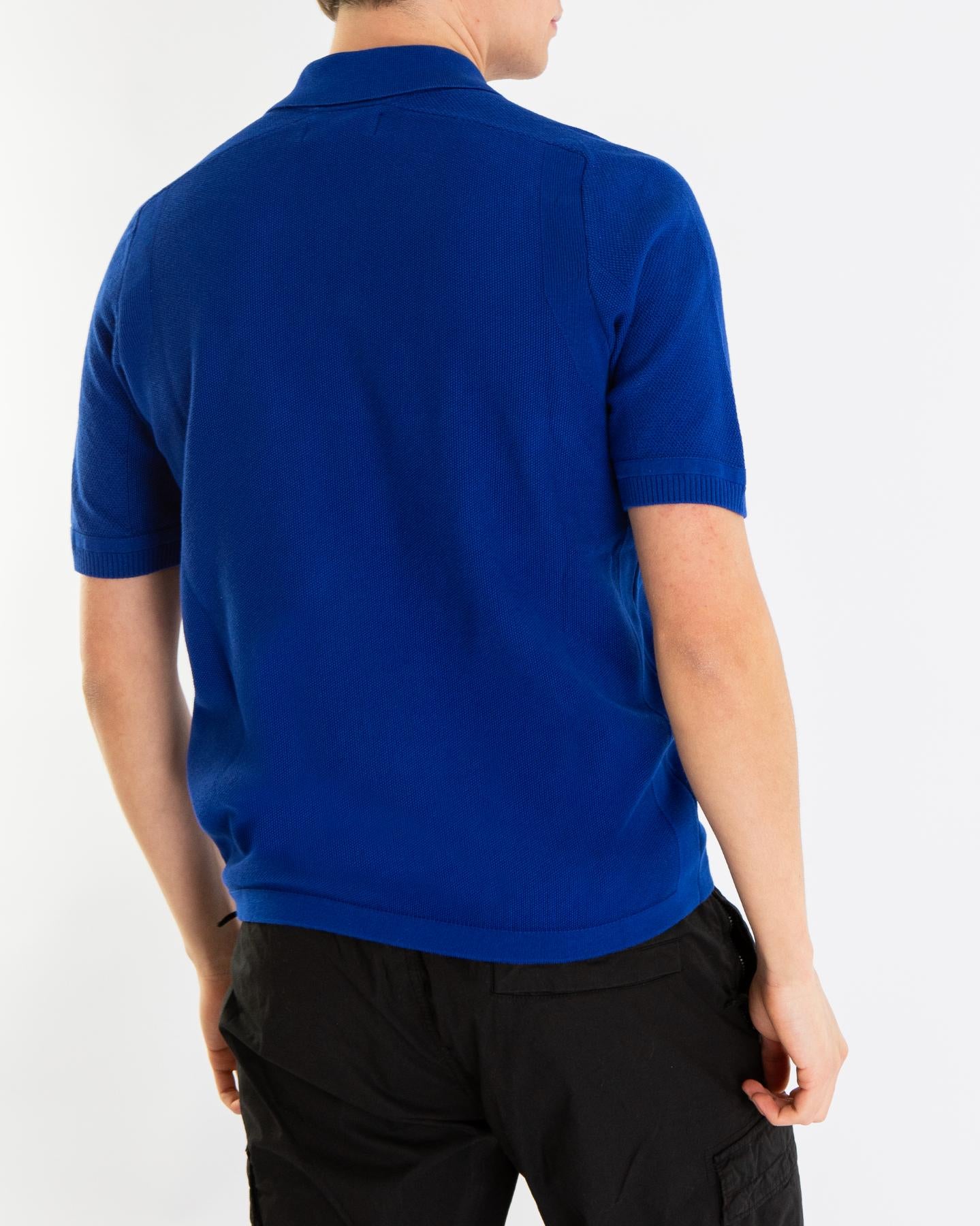 Heren Pique Compass Polo Blauw