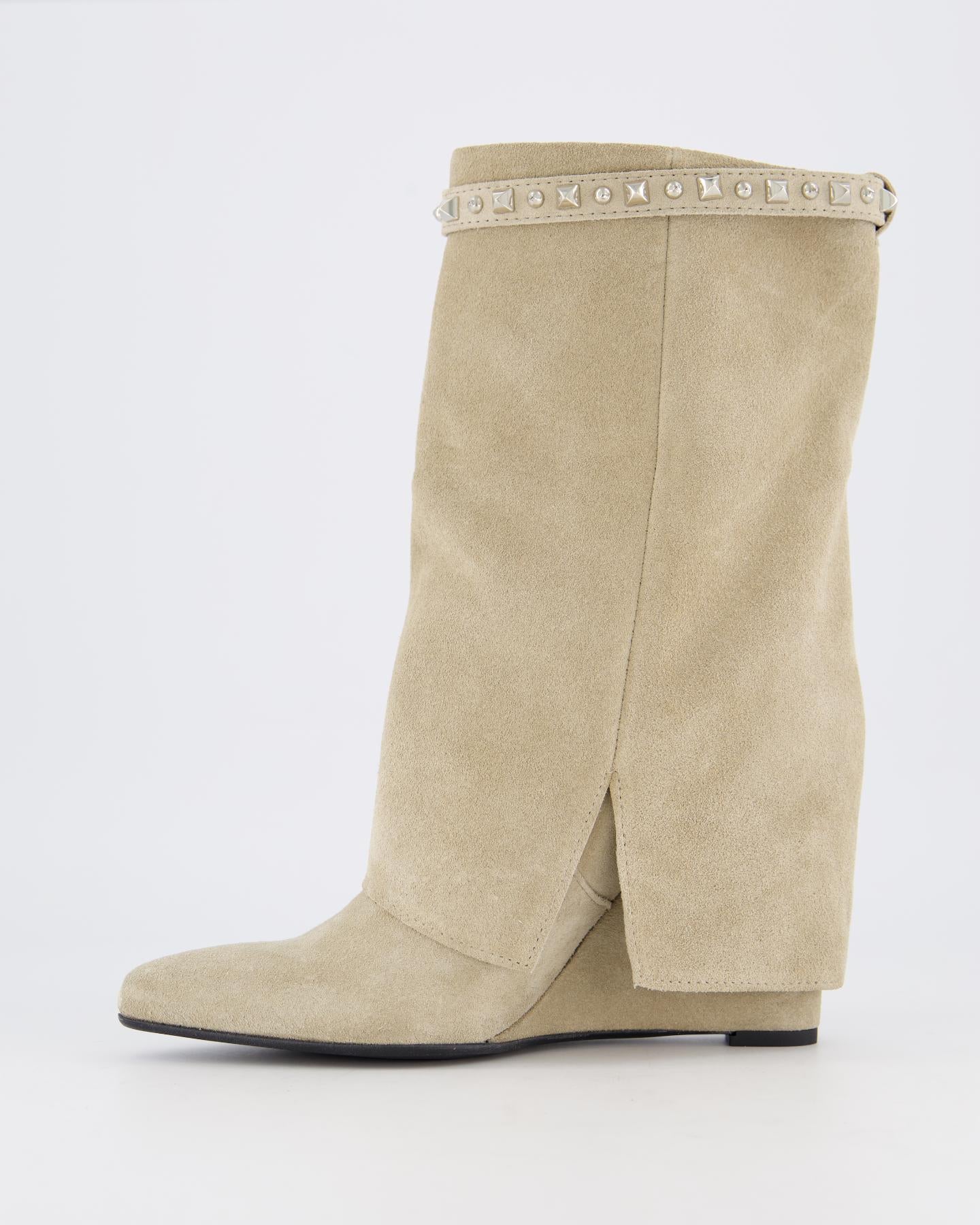 Dames Studded Suede Wedge Boot
