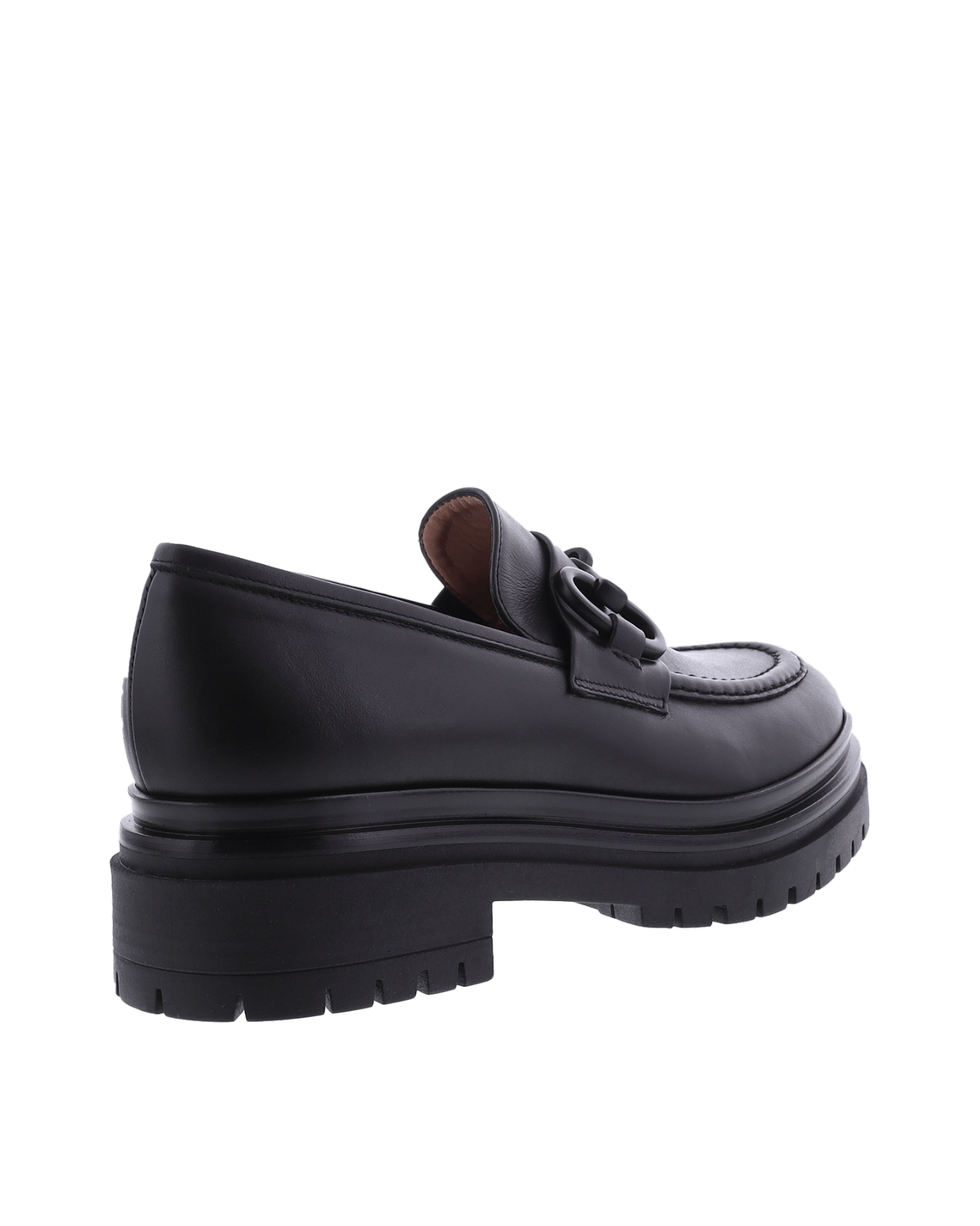 Dames Chunky Loafer Leer Zwart
