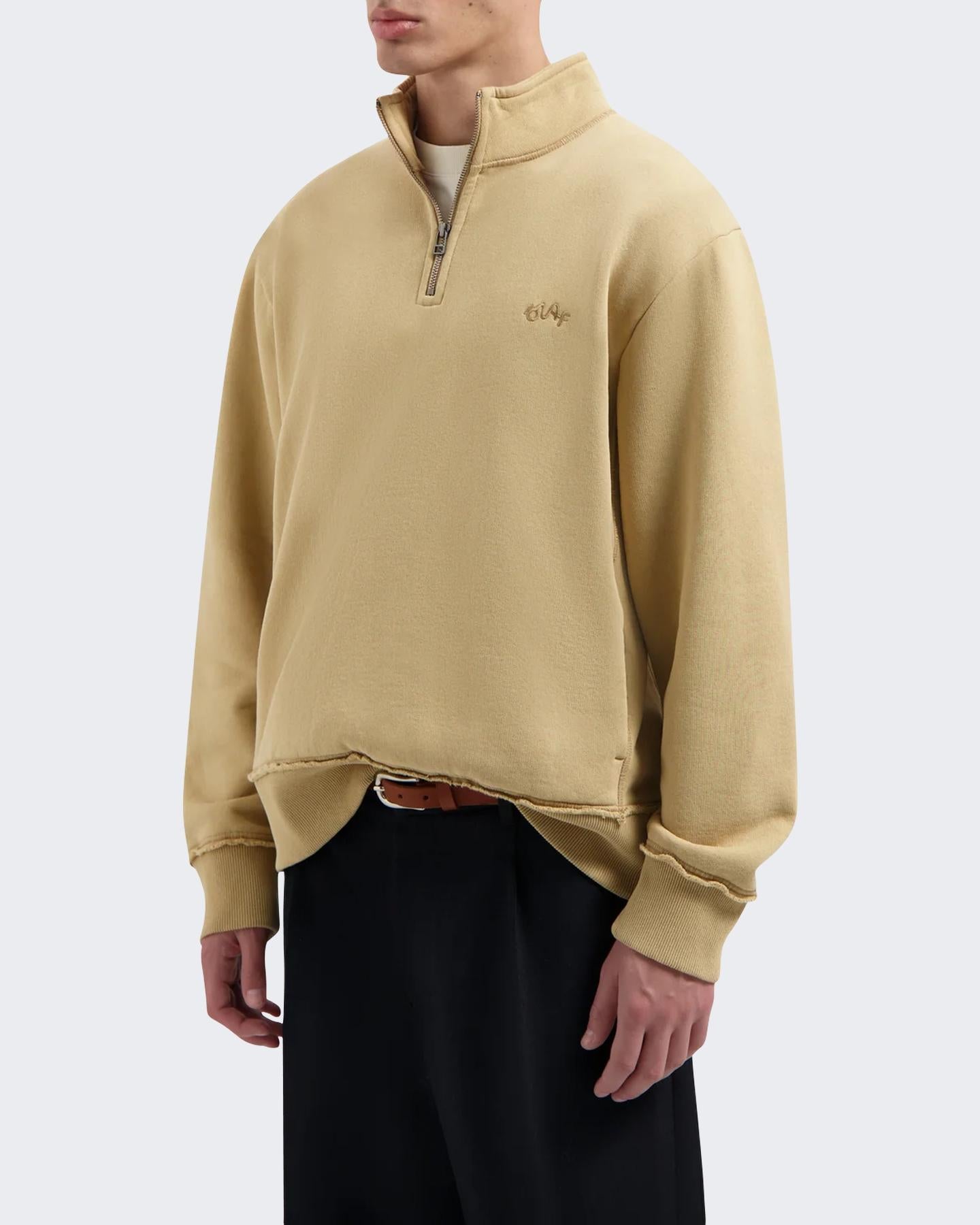 Heren Signature Zip Sweater Beige