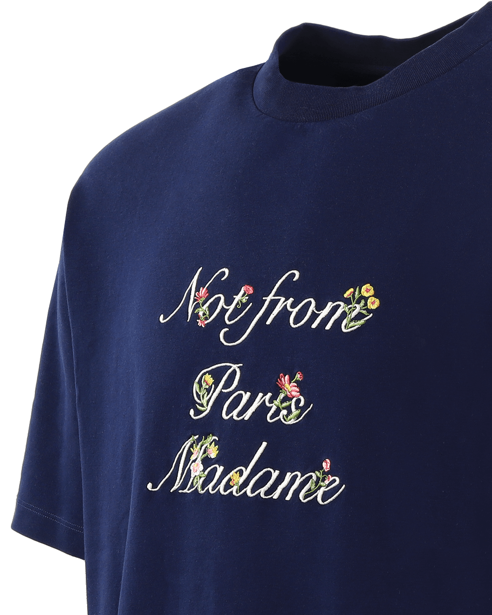 Heren Le T-Shirt Slogan Fleurs Blauw
