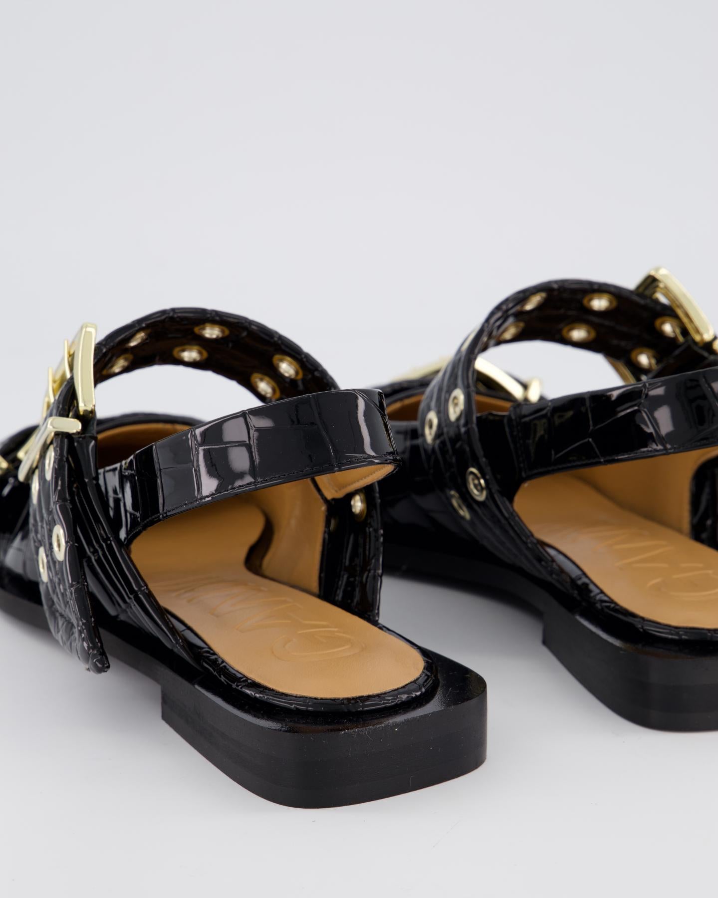 Dames Chunky Buckle Ballerina Croco