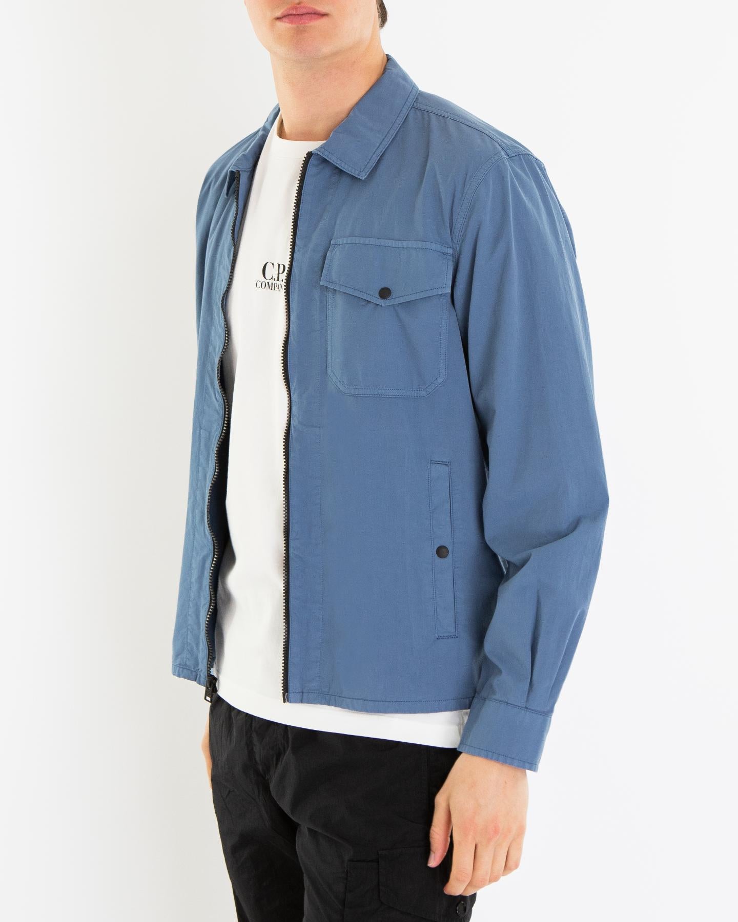 Heren Gabardine Overshirt Blauw