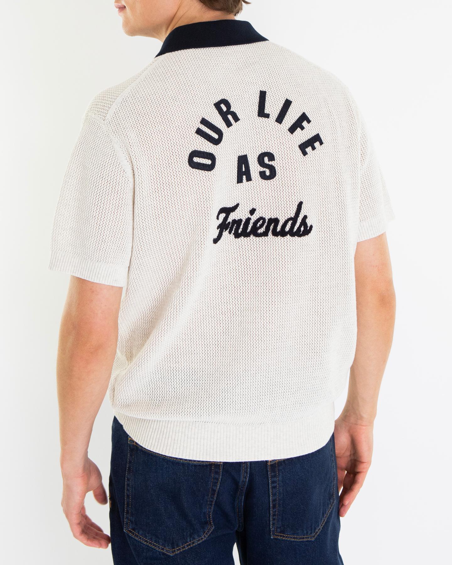 Heren Varsity Polo Knit Wit