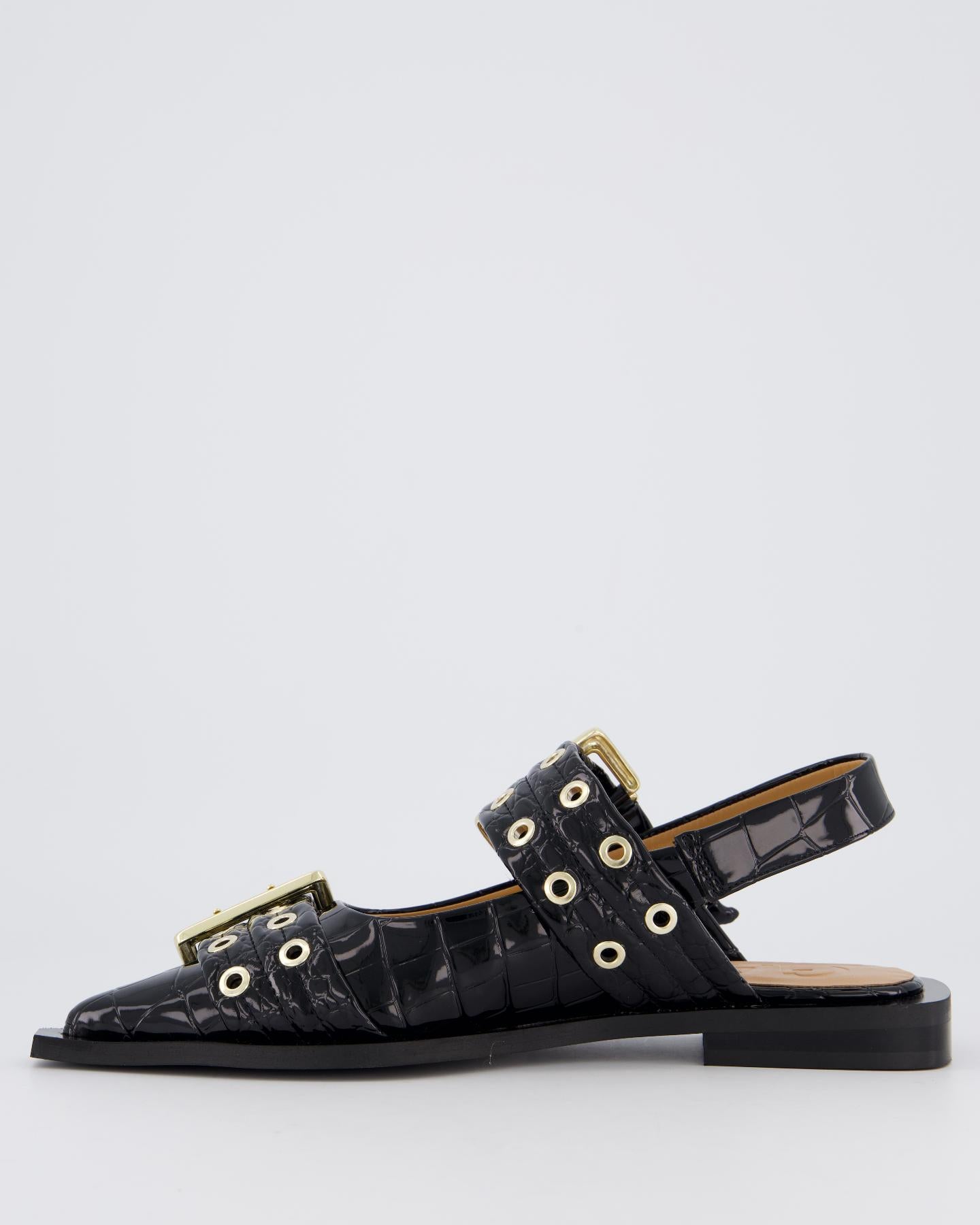 Dames Chunky Buckle Ballerina Croco