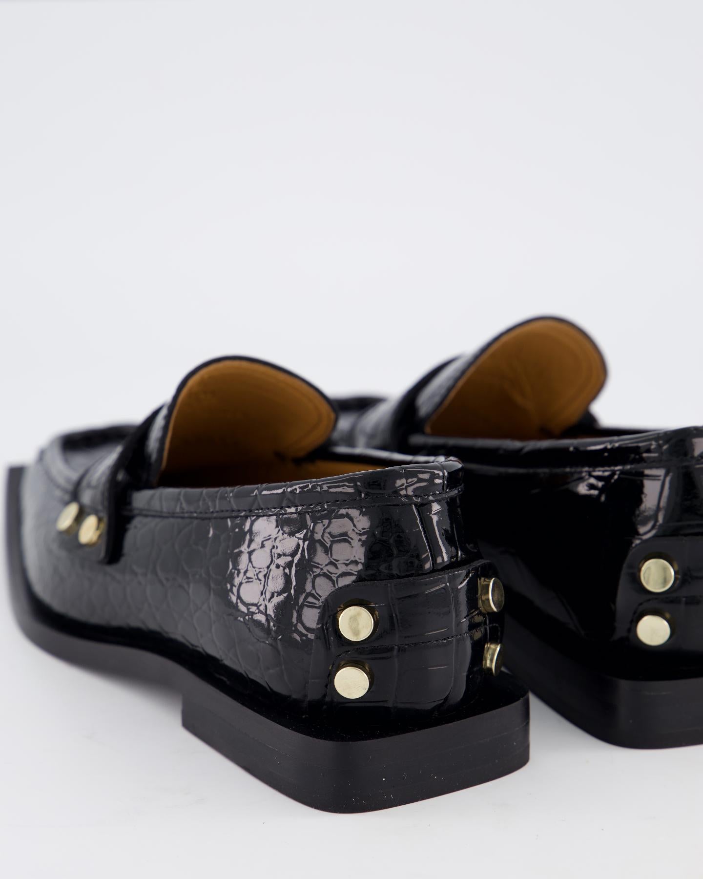 Dames Black Croco Loafers
