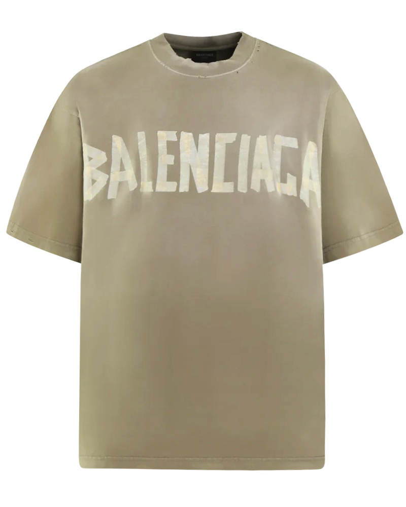 Balenciaga Heren Tape T-Shirt Medium Fit Groen