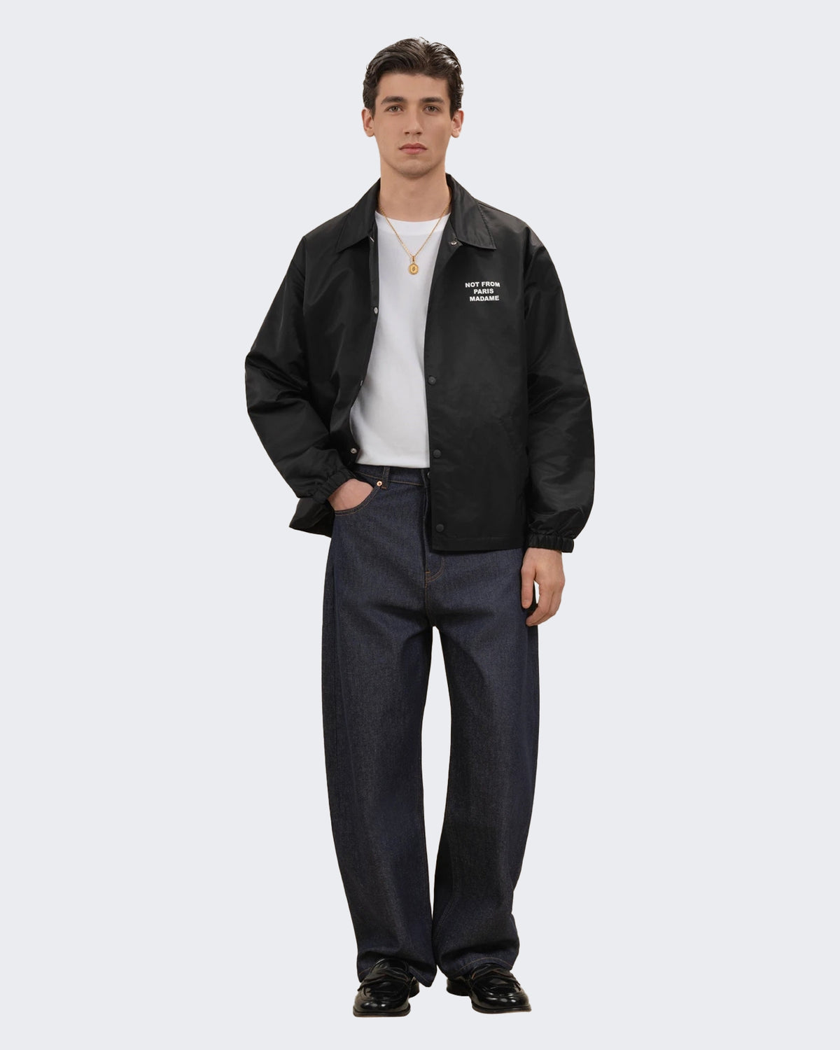 Heren Slogan Jacket Zwart